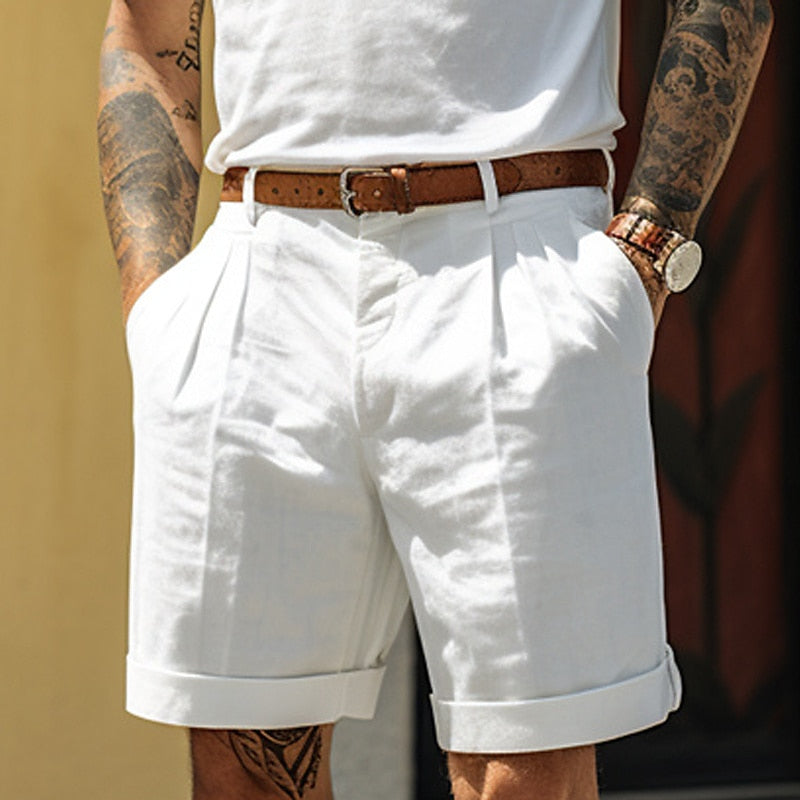 Men's Cotton Shorts | Pleated Smart Casual
