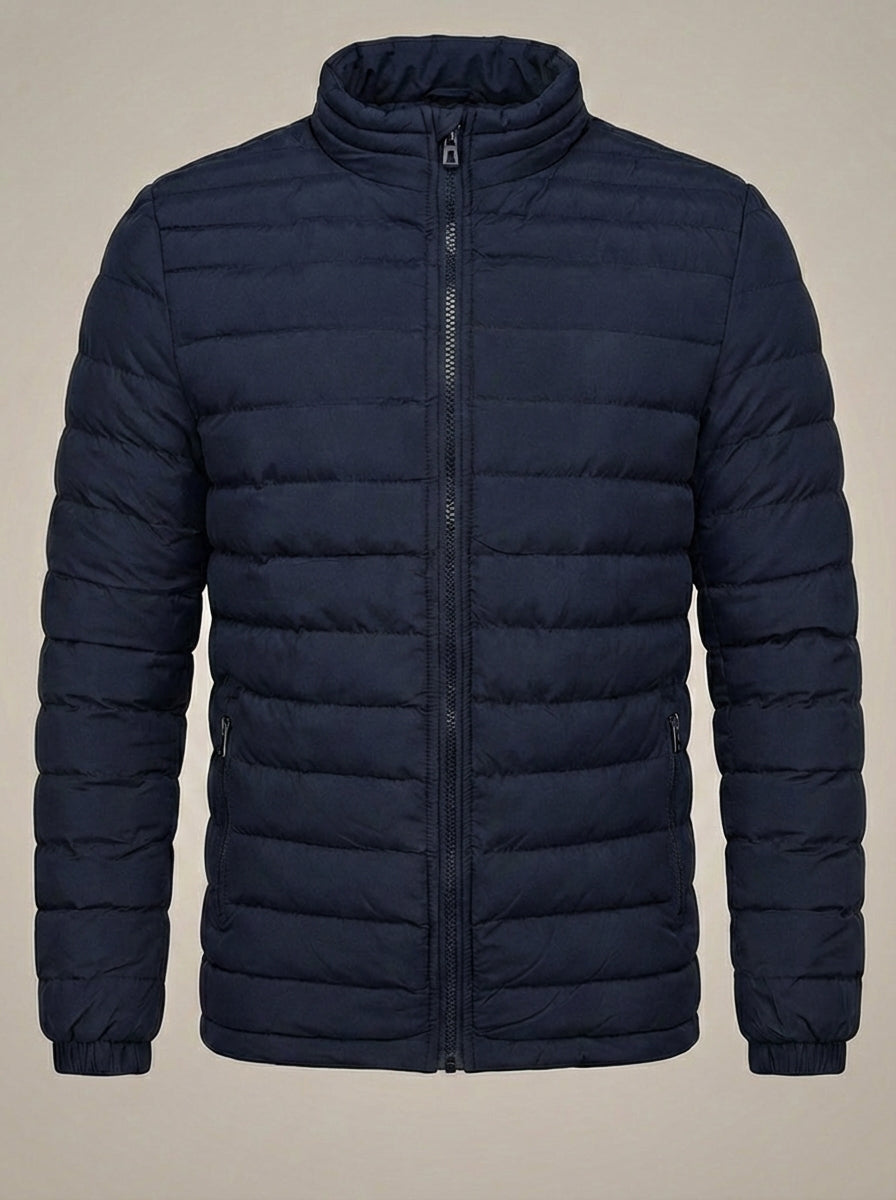 Men's Stand Collar Quilted Zip-Up Jacket | Puffer