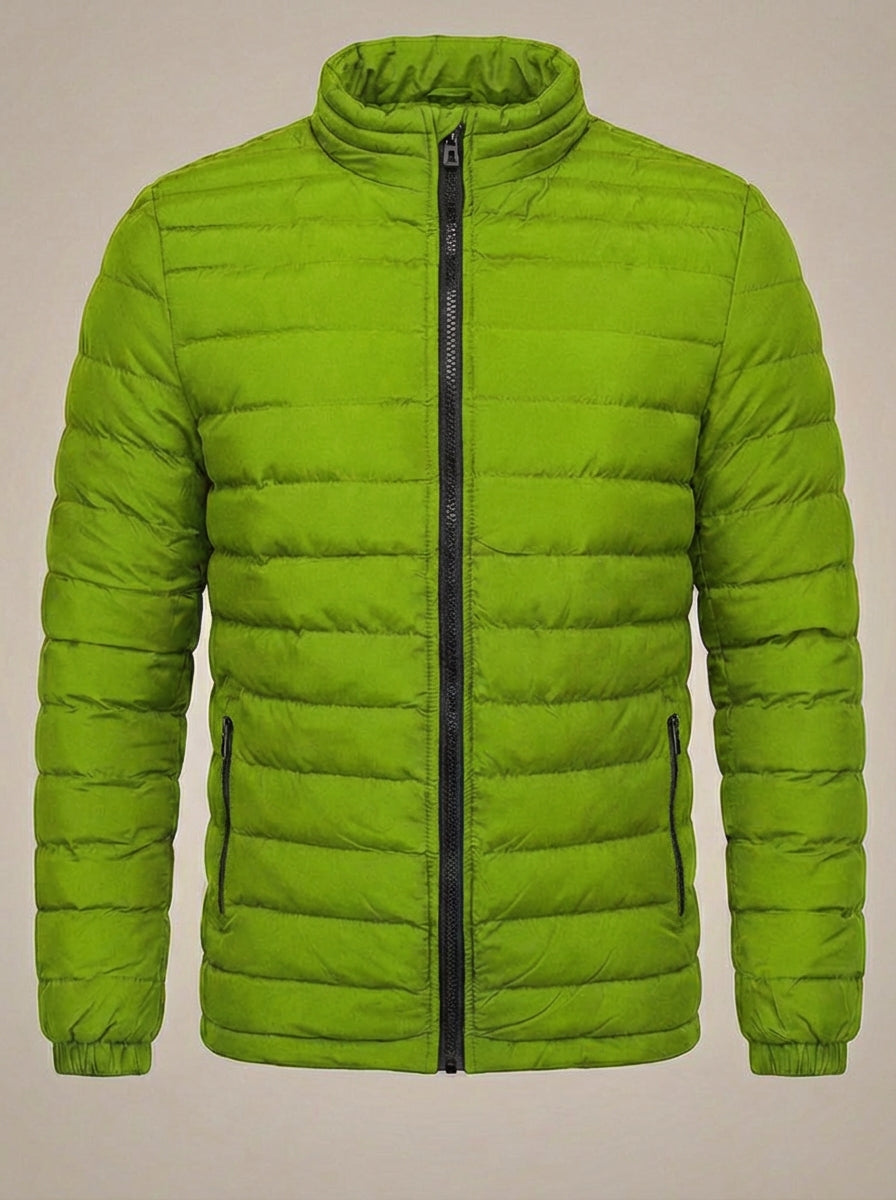 Men's Stand Collar Quilted Zip-Up Jacket | Puffer