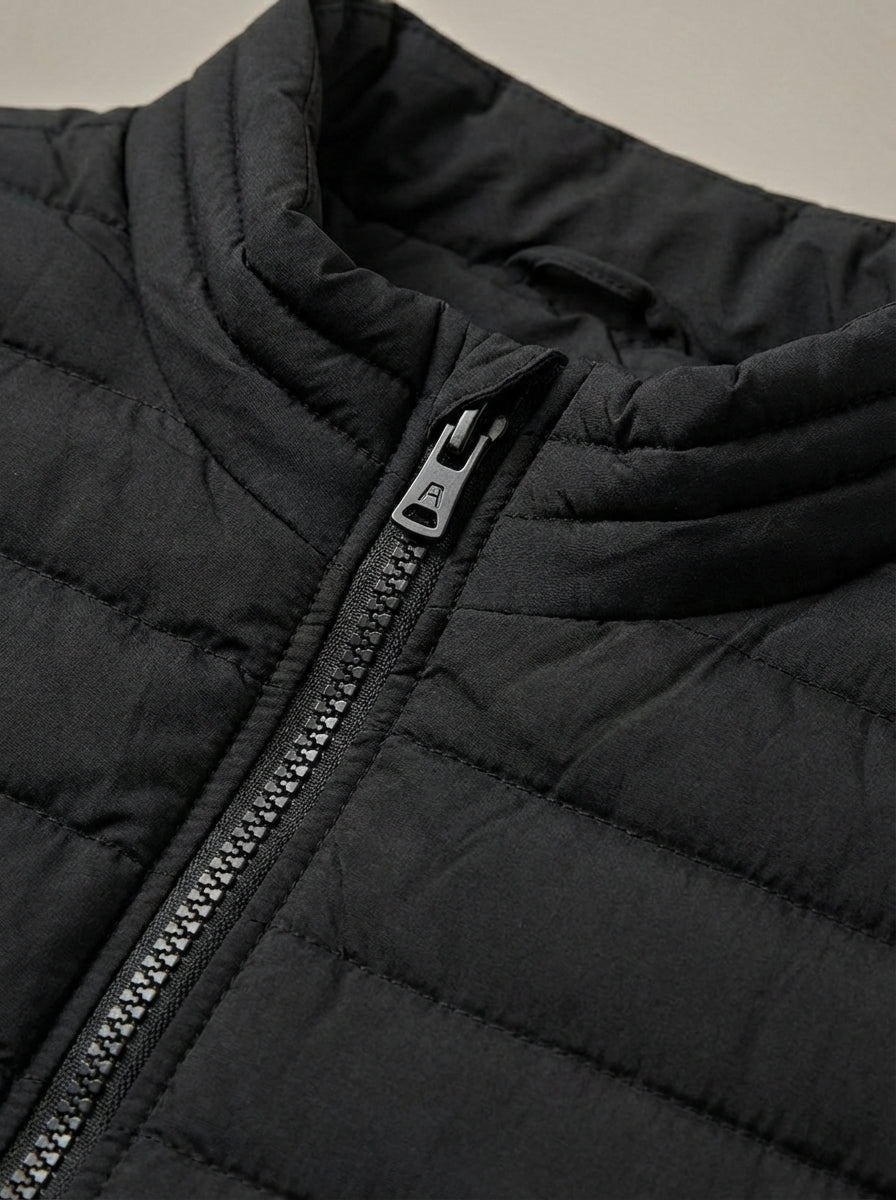 Men's Stand Collar Quilted Zip-Up Jacket | Puffer