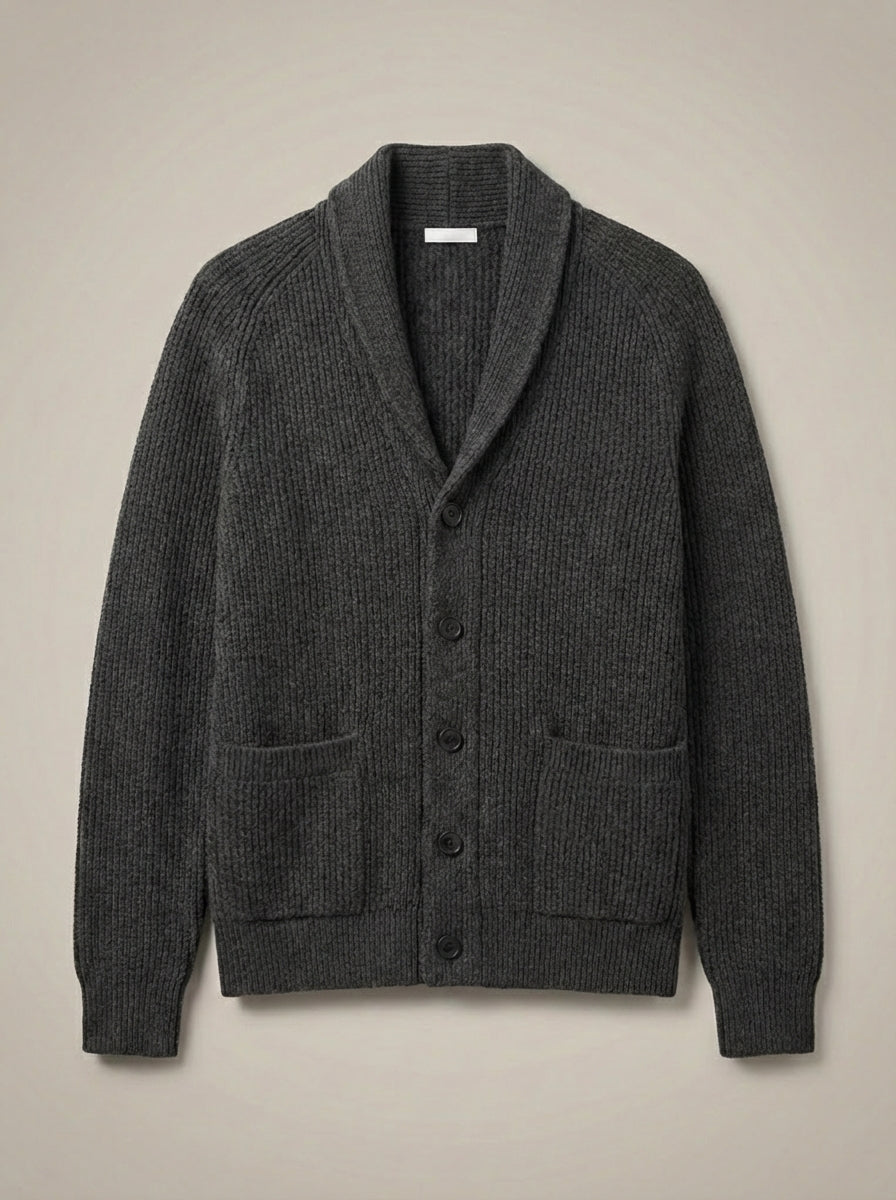 Men’s Collared Ribbed Knit Cardigan | Button Up