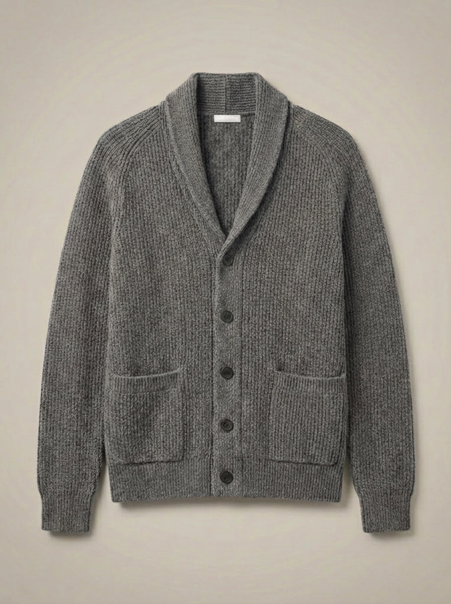 Men’s Collared Ribbed Knit Cardigan | Button Up