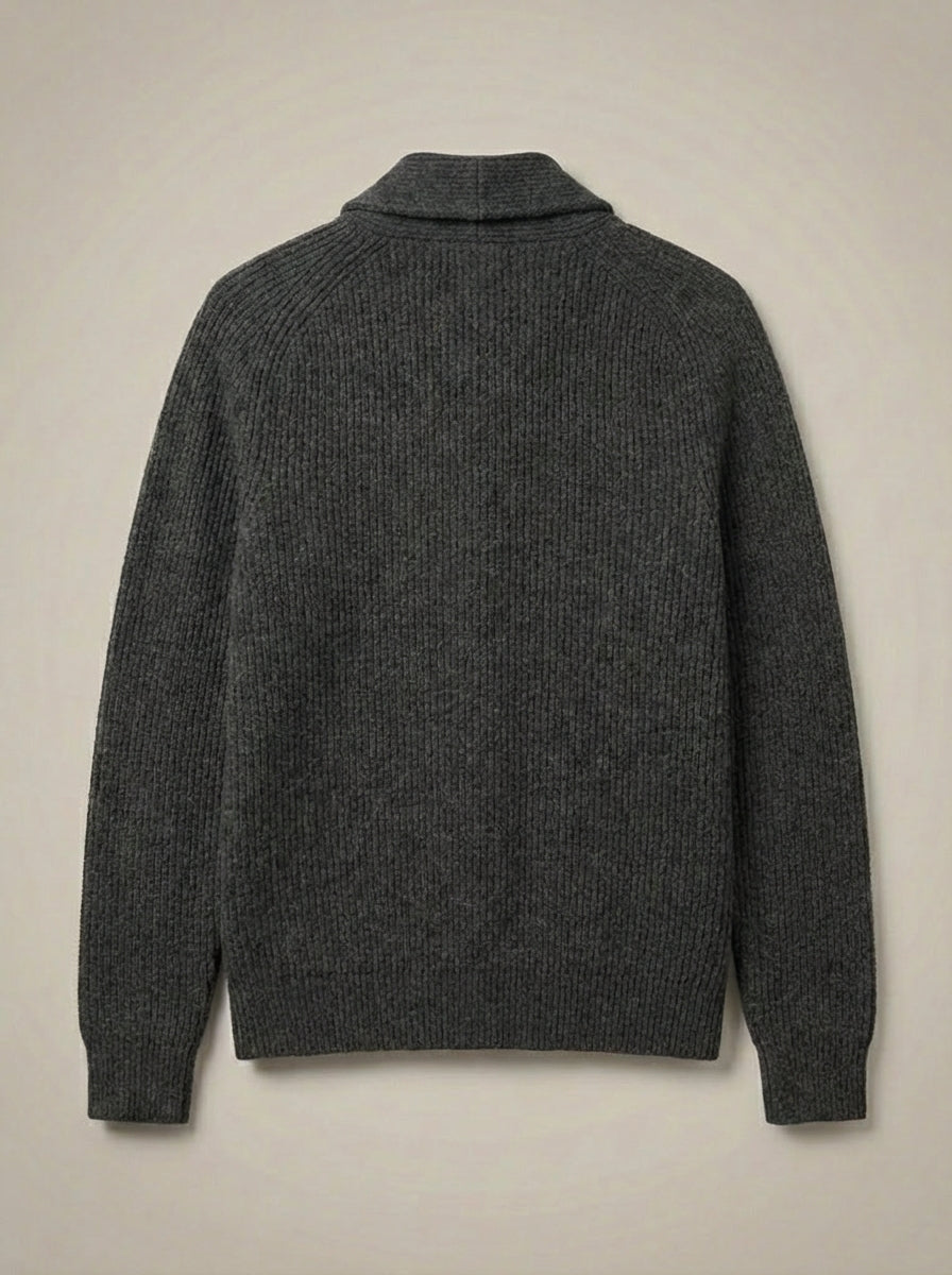 Men’s Collared Ribbed Knit Cardigan | Button Up