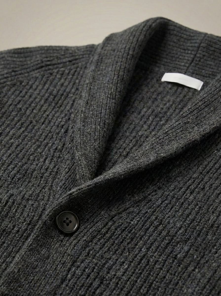 Men’s Collared Ribbed Knit Cardigan | Button Up
