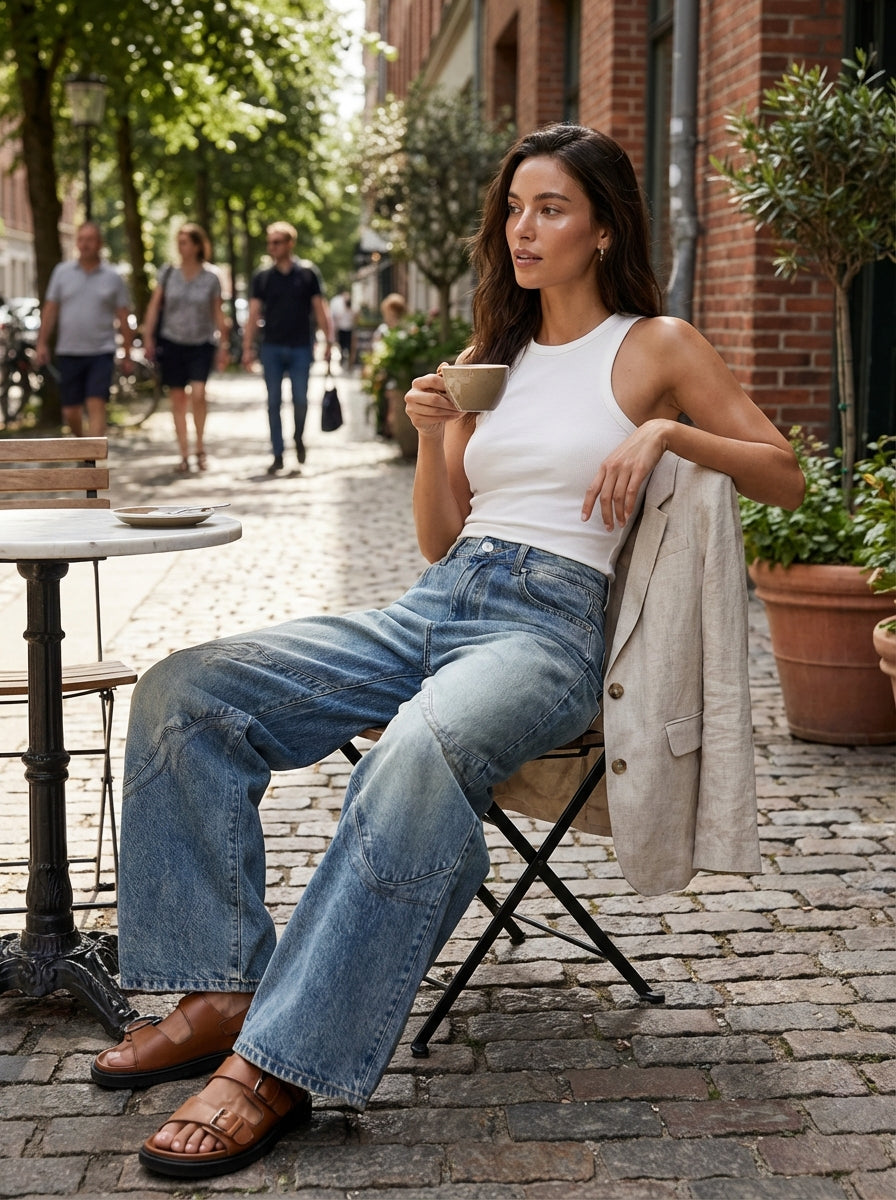 Women’s Wide Leg Relaxed High Waist Jeans | Casual