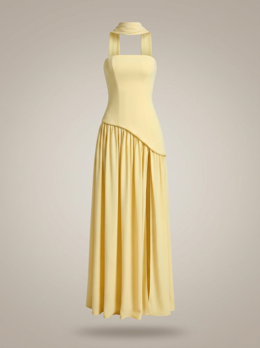 Women’s Bardot Neck Strapless High Slit Slip Dress | Maxi