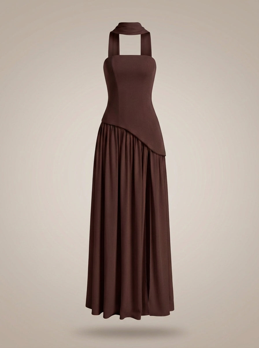 Women’s Bardot Neck Strapless High Slit Slip Dress | Maxi