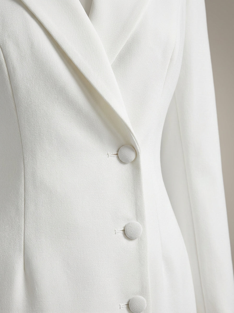 Women's Lapel Collar Long Sleeves Formal Fitted Blazer Dress | Midi