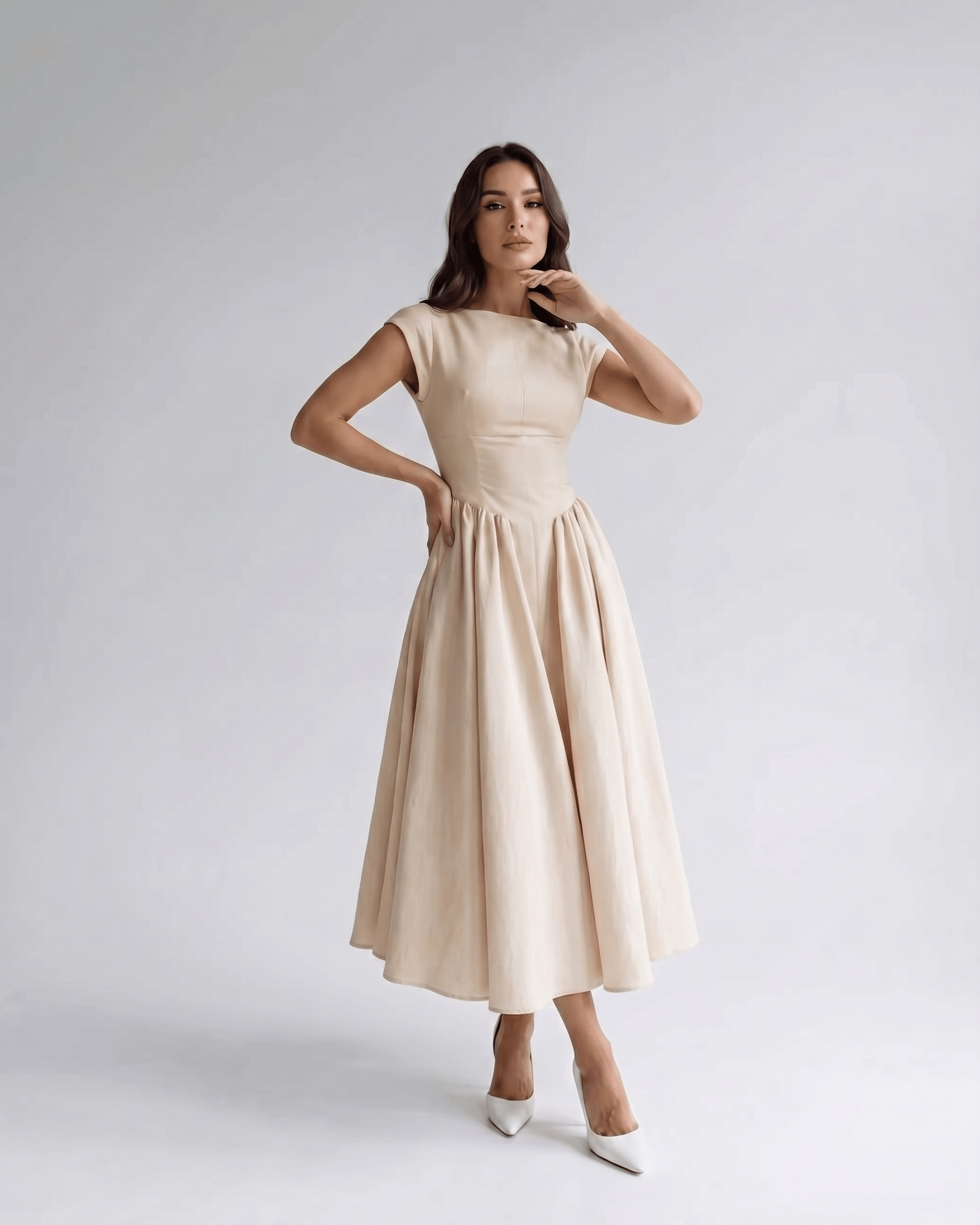 Women's Dress | Midi Drop Waist Flared