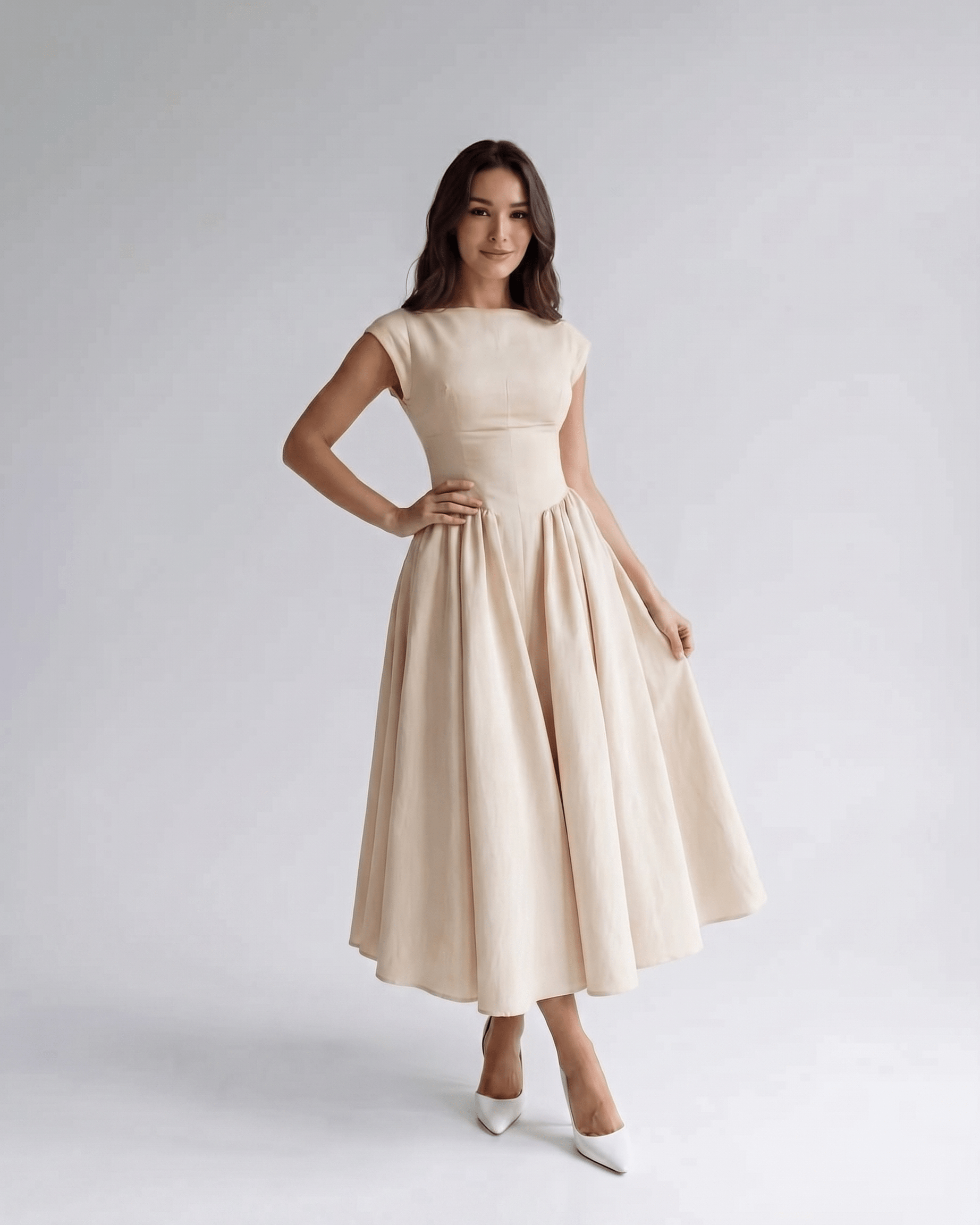Women's Dress | Midi Drop Waist Flared