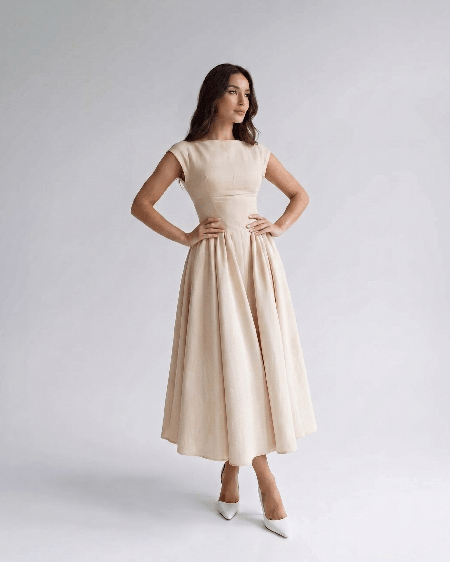 Women's Dress | Midi Drop Waist Flared