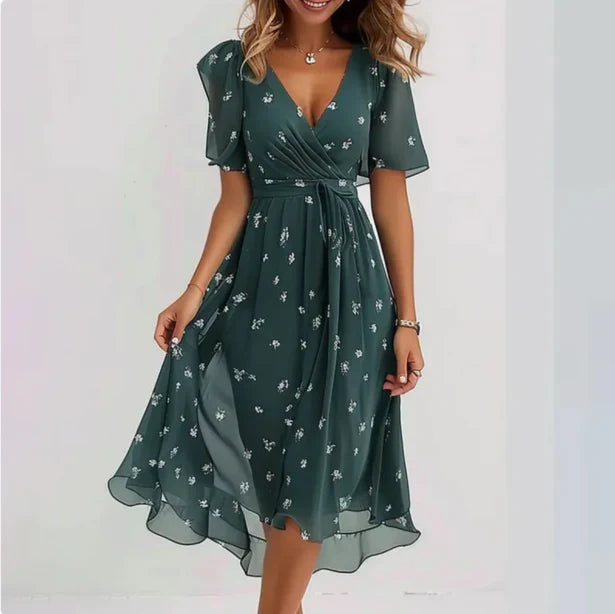 Women’s Dress | Elegant Floral V-Neck Summer Style