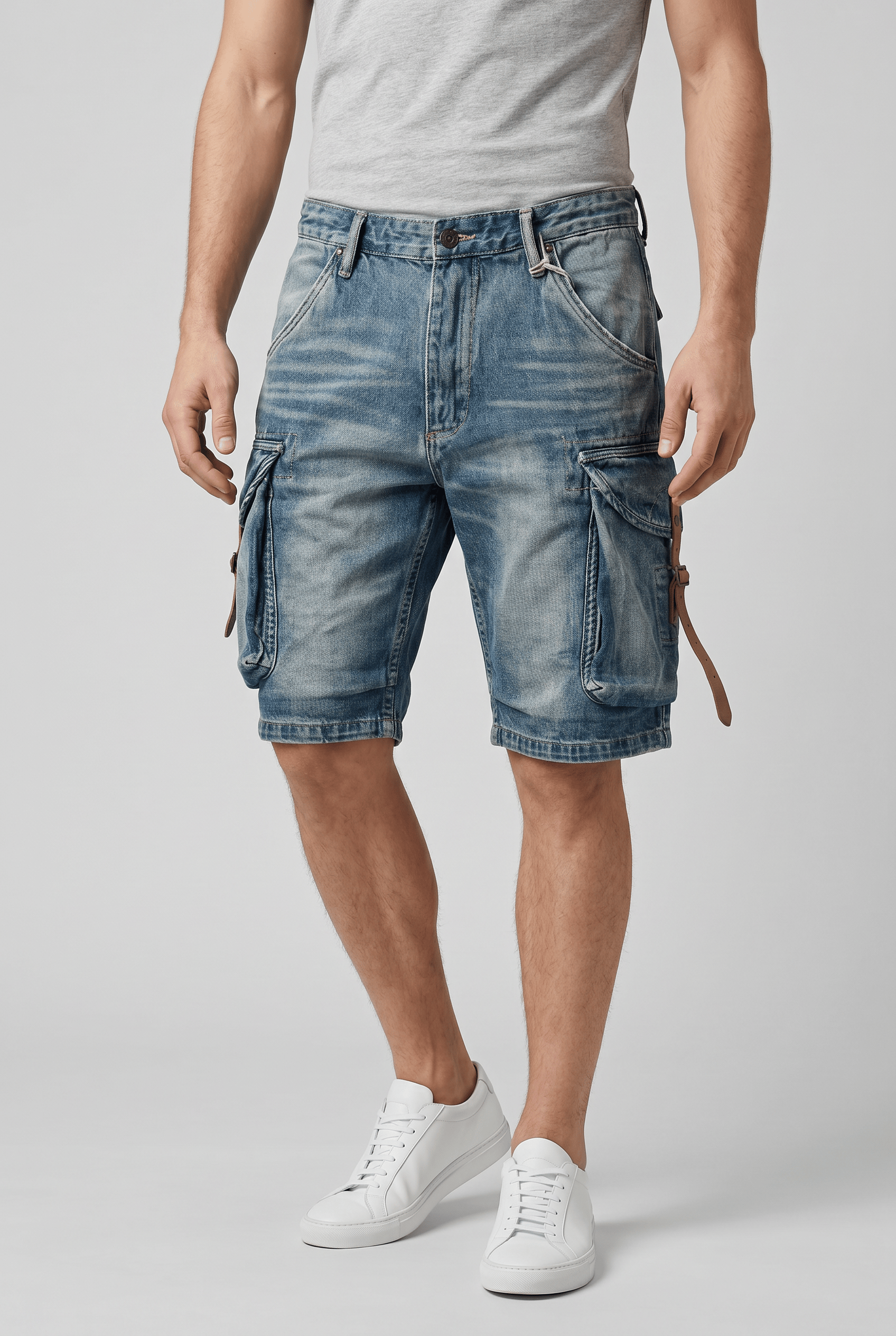 Men's Cargo Wide Leg Shorts | Washed