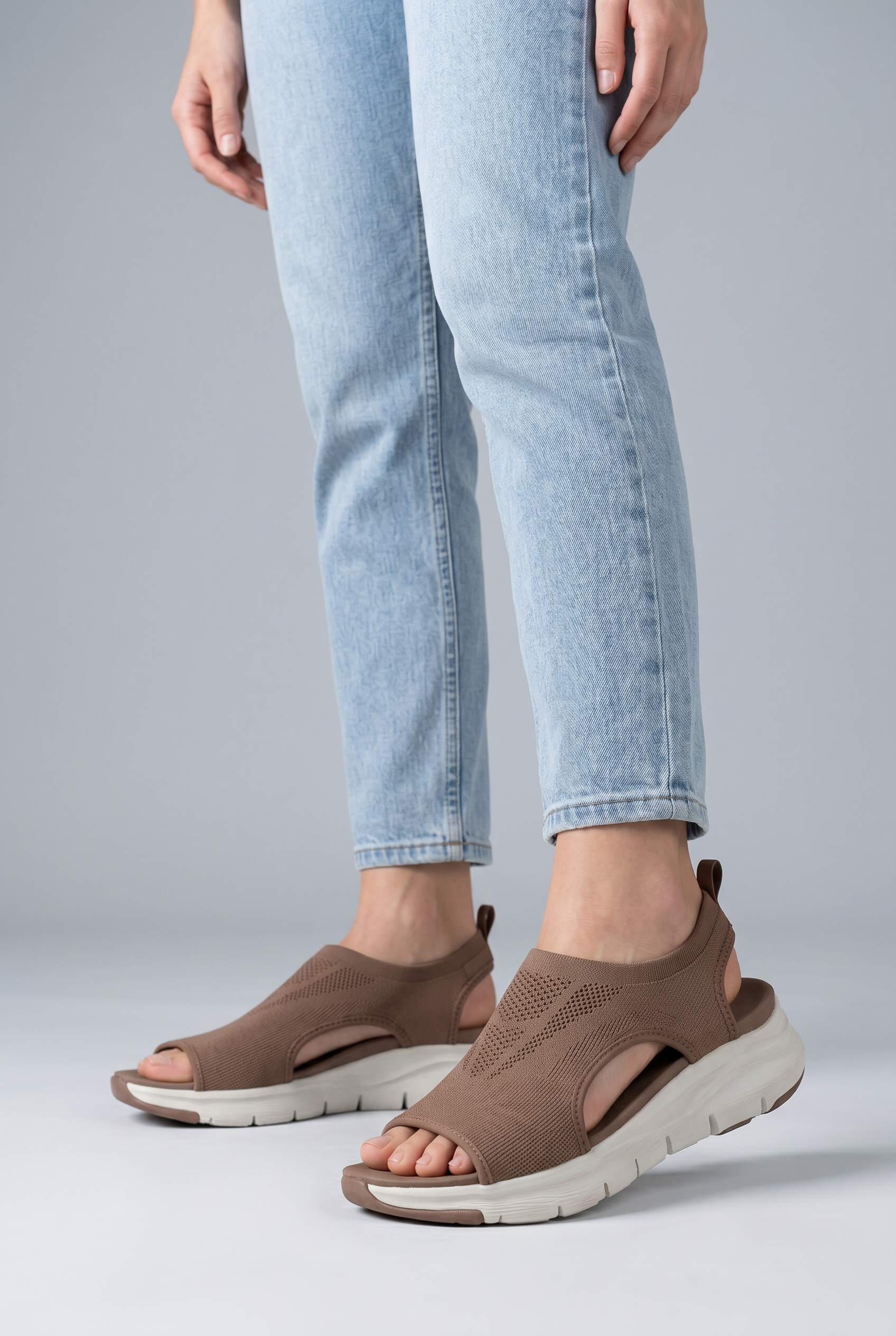Women’s Open Toe Slip On Sandals | Knit