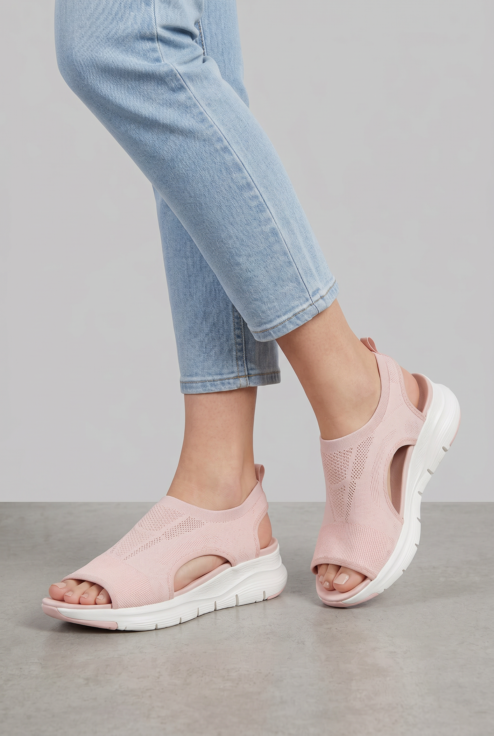 Women’s Open Toe Slip On Sandals | Knit