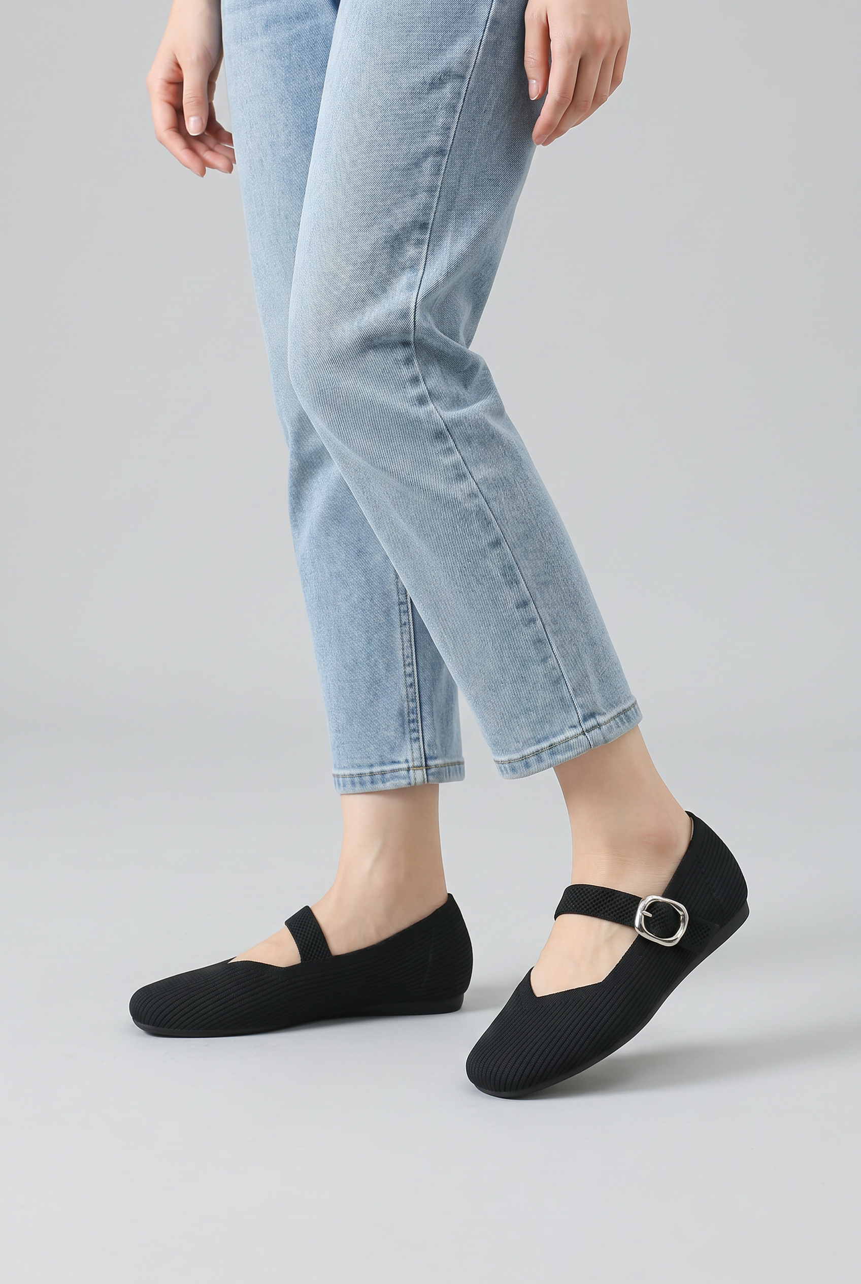 Women’s Square Toe Strap Ballet Flats | Adjustable Strap