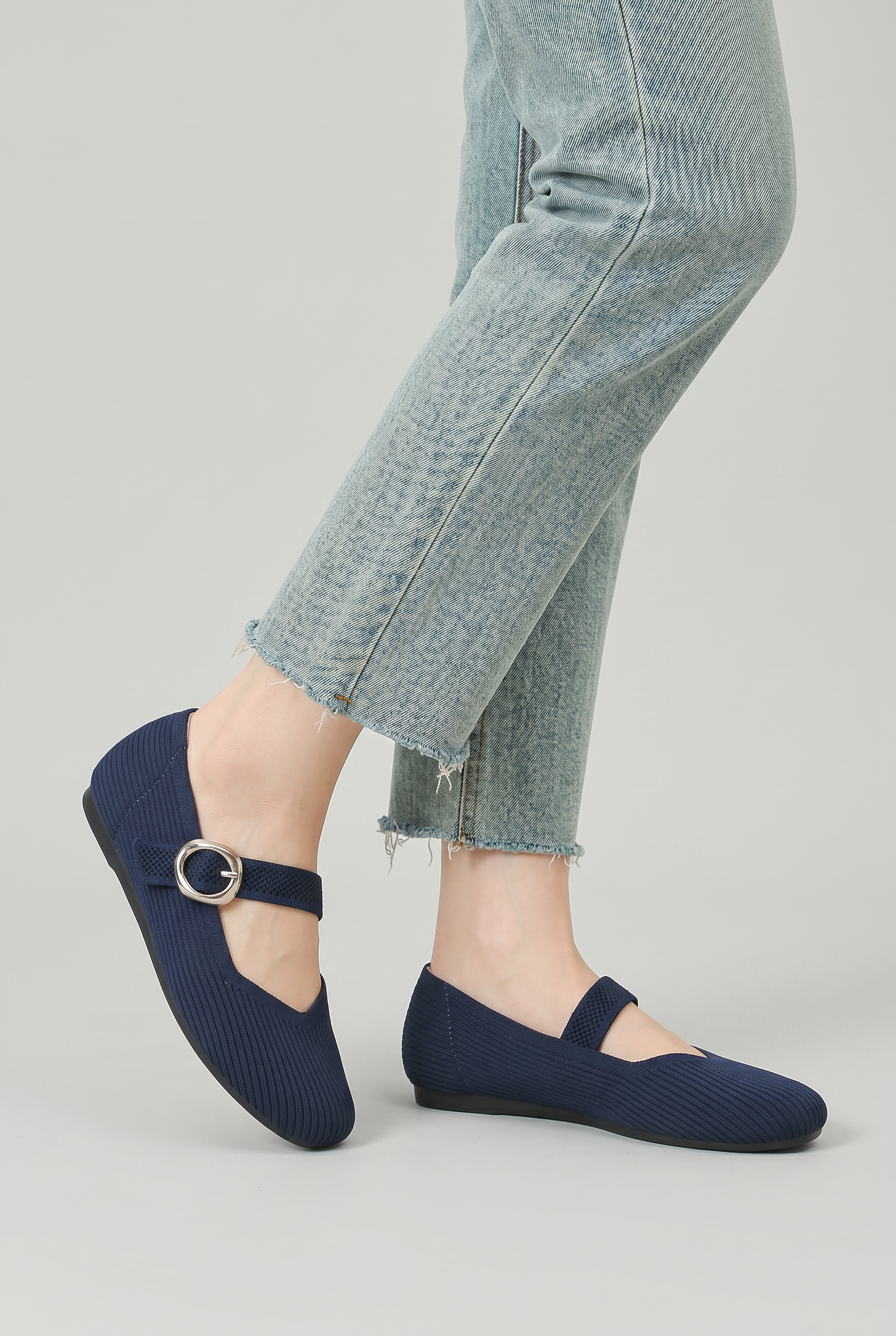 Women’s Square Toe Strap Ballet Flats | Adjustable Strap