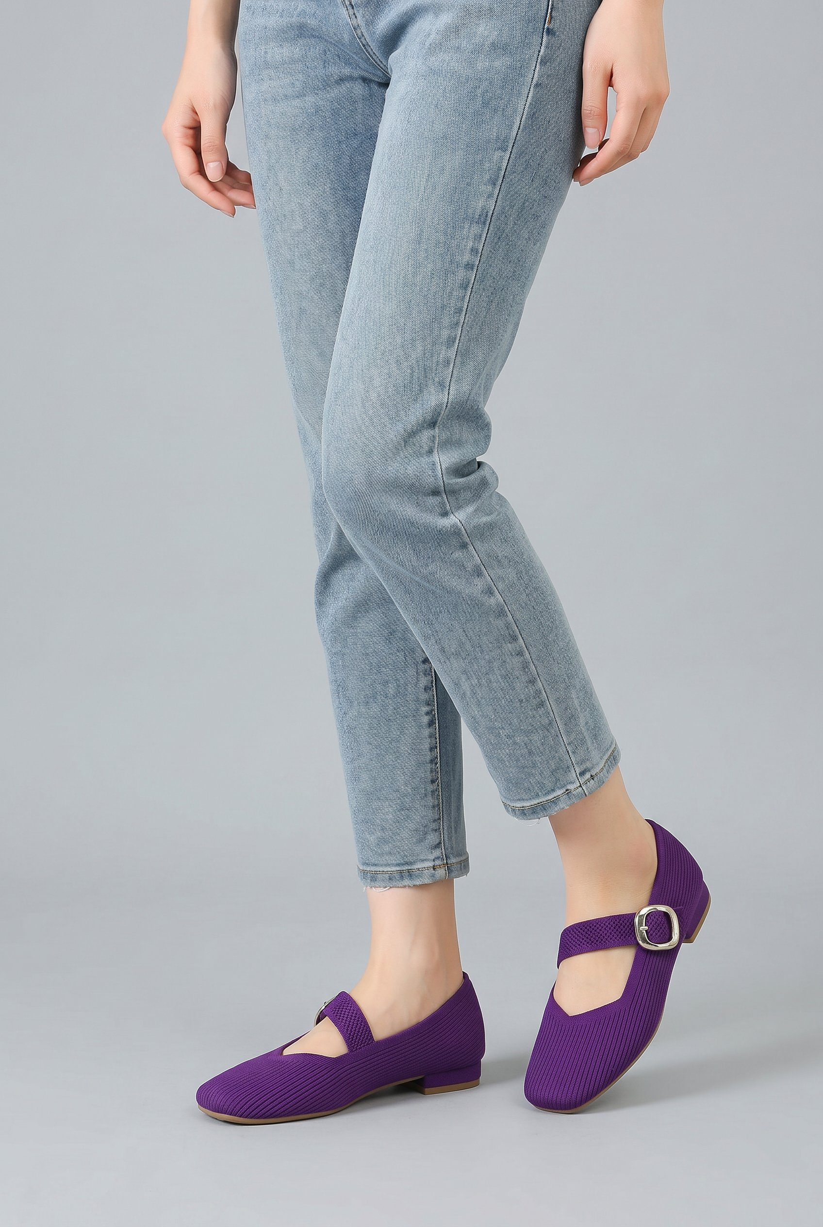 Women’s Square Toe Strap Ballet Flats | Adjustable Strap