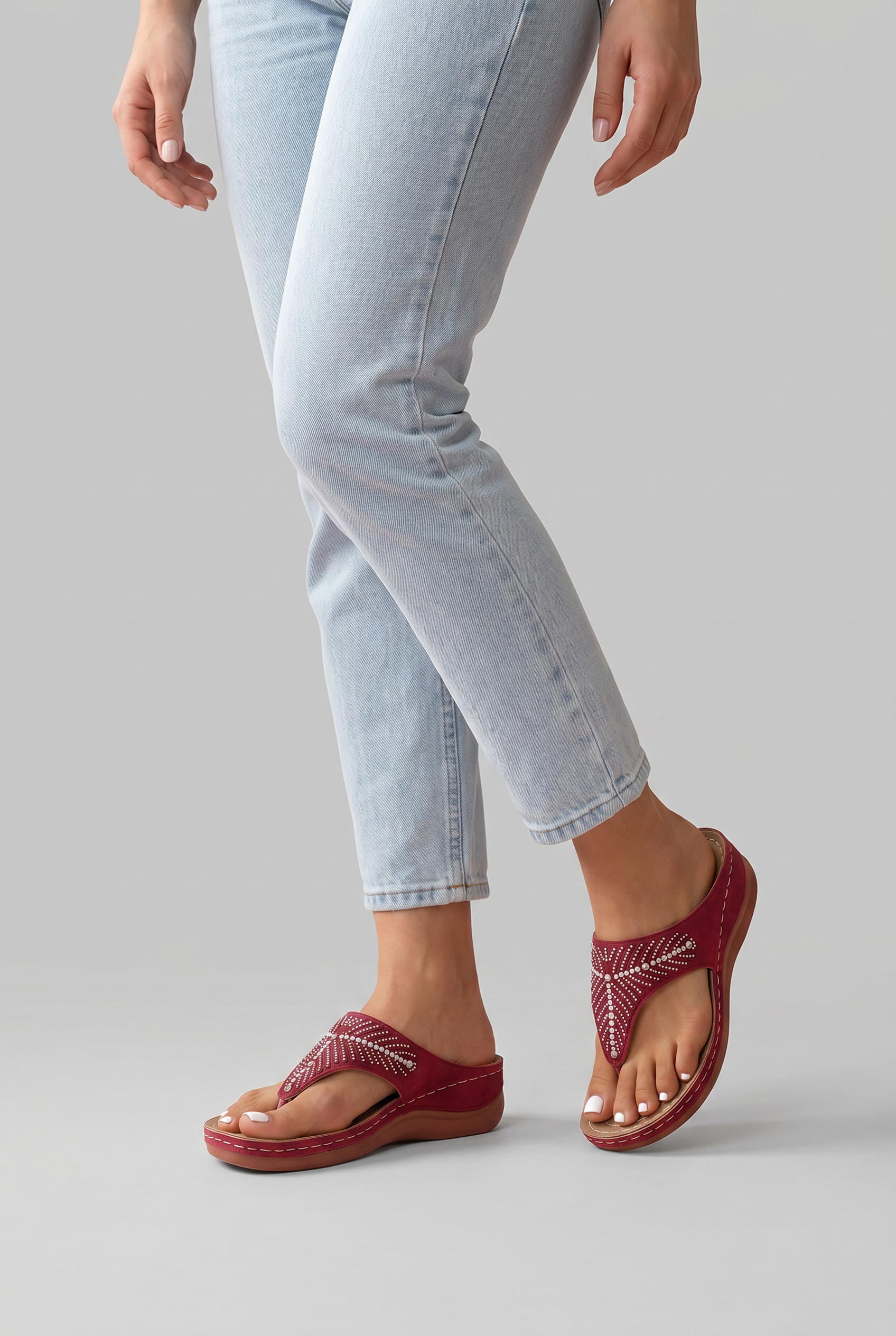 Women’s Open Toe Slip On Sandals | Thong Strap