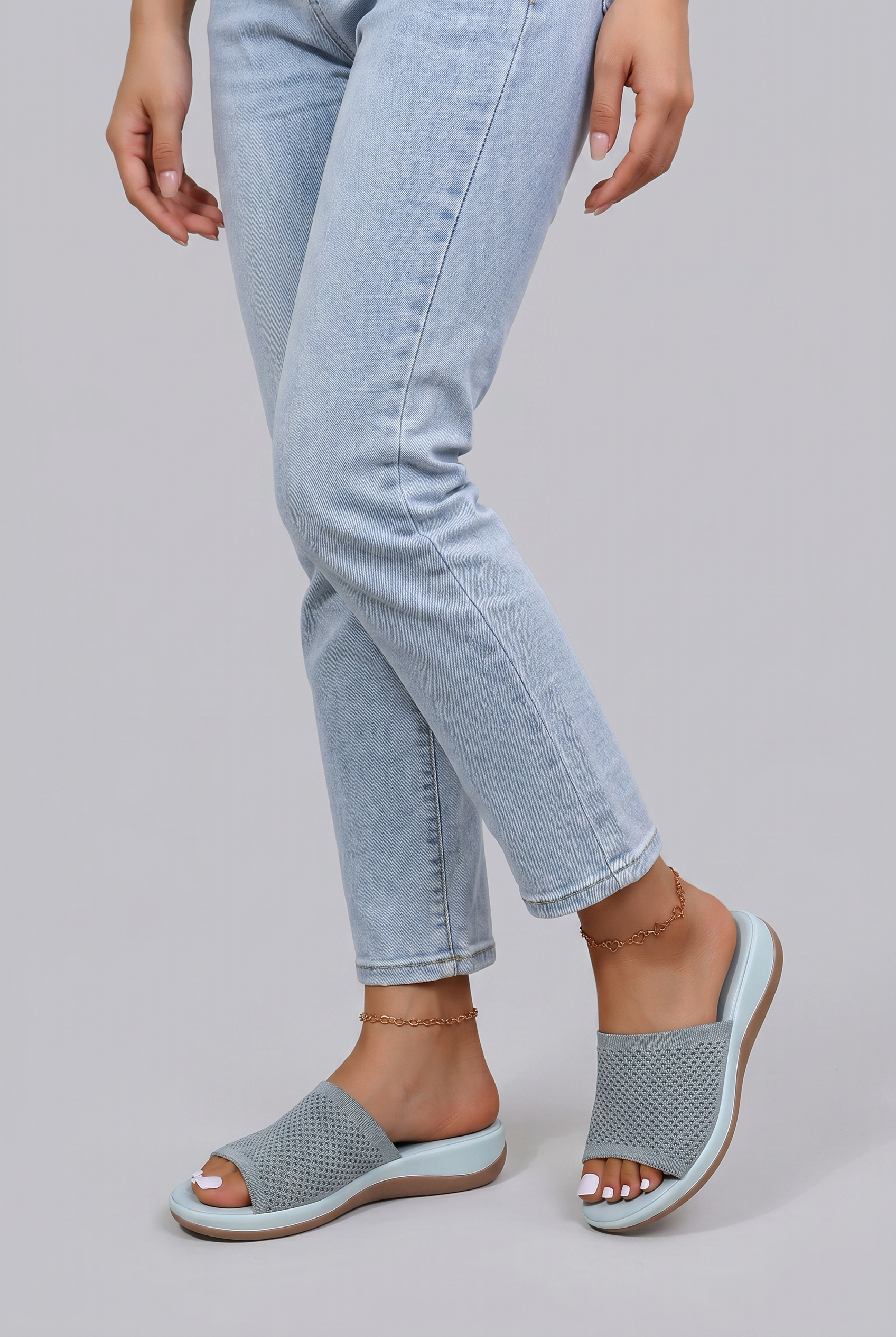 Women’s Sandals Open Toe Slip On Slides | Knit