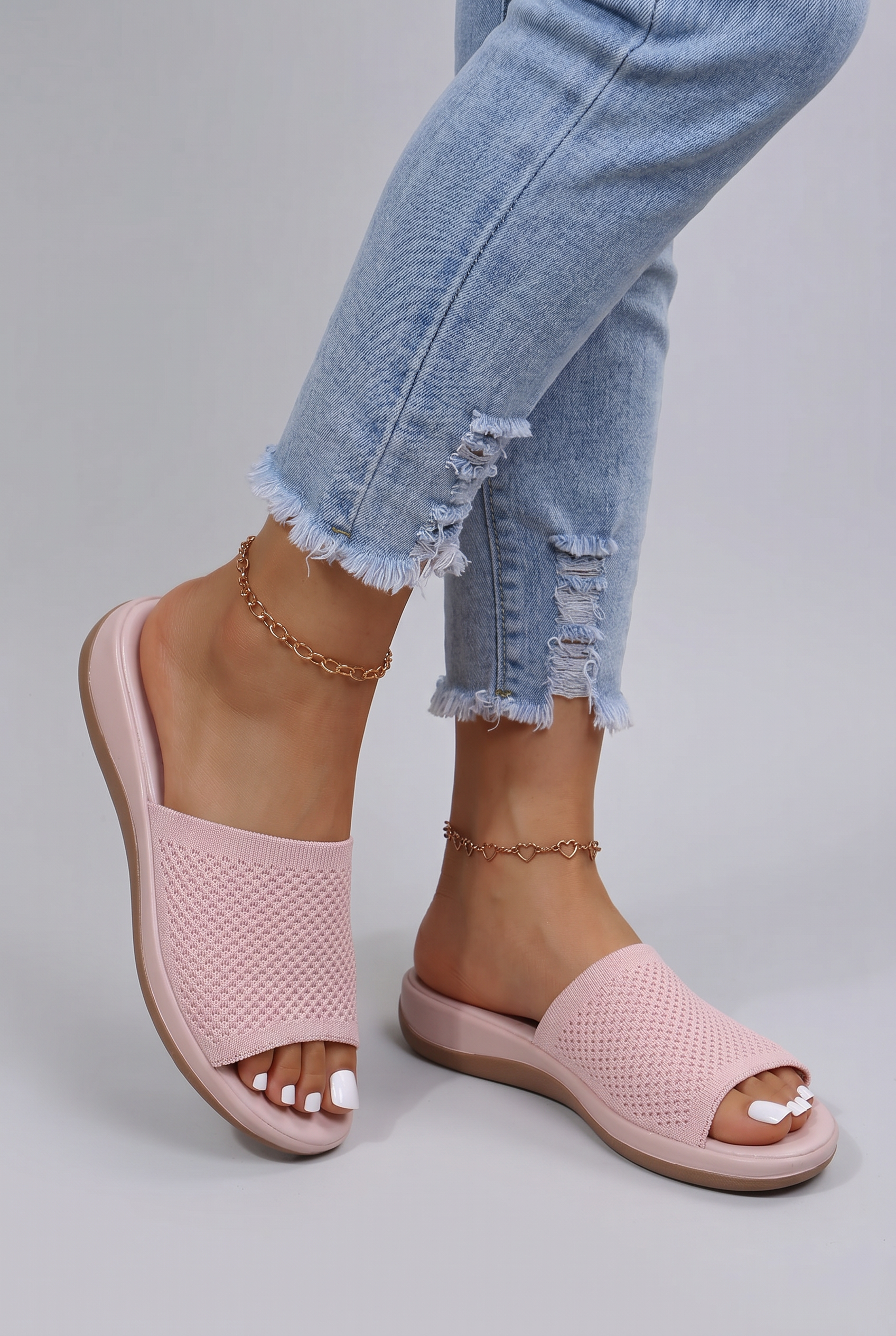 Women’s Sandals Open Toe Slip On Slides | Knit