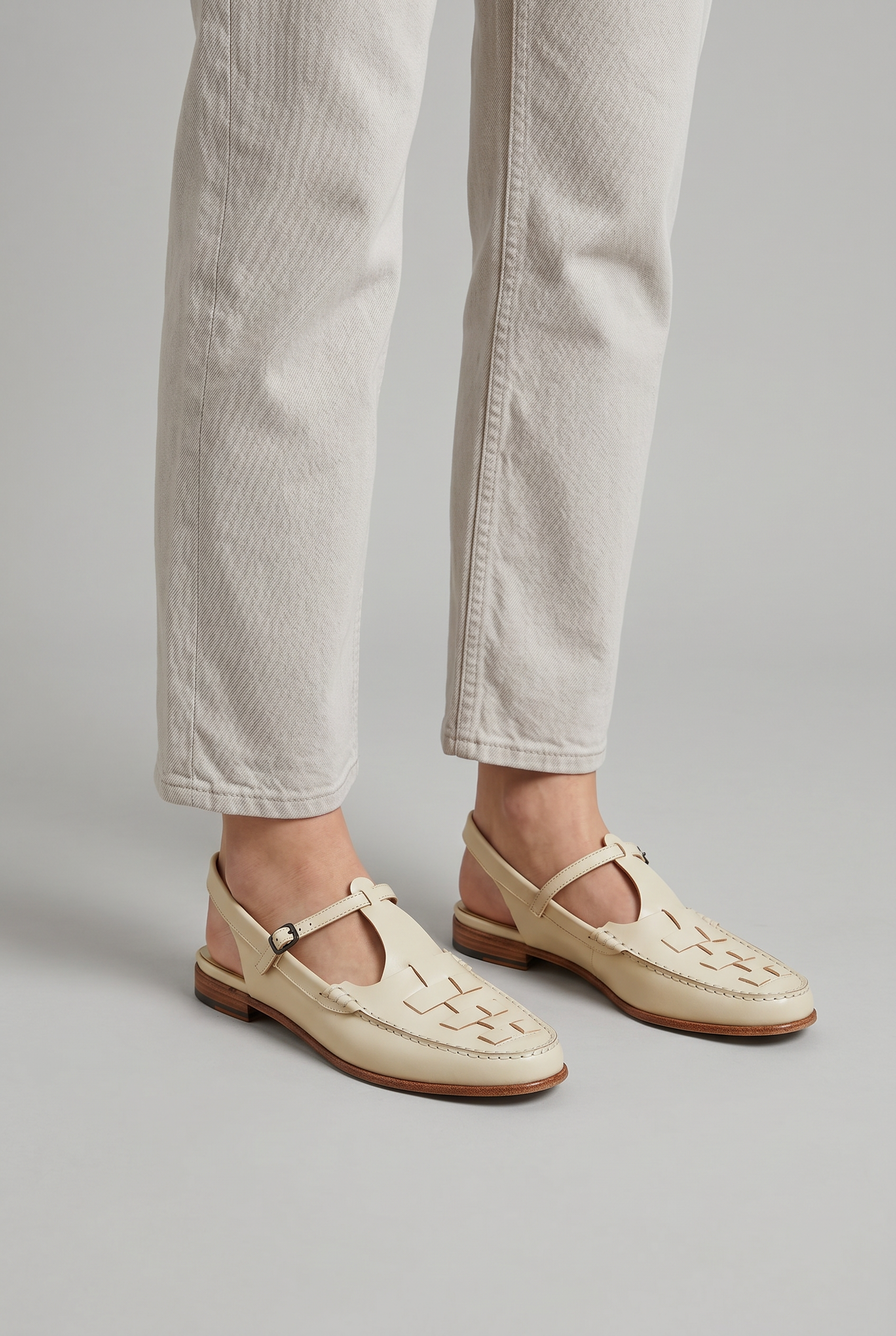 Women's Sandals with Woven Detail and T-Bar Strap | Mary Jane
