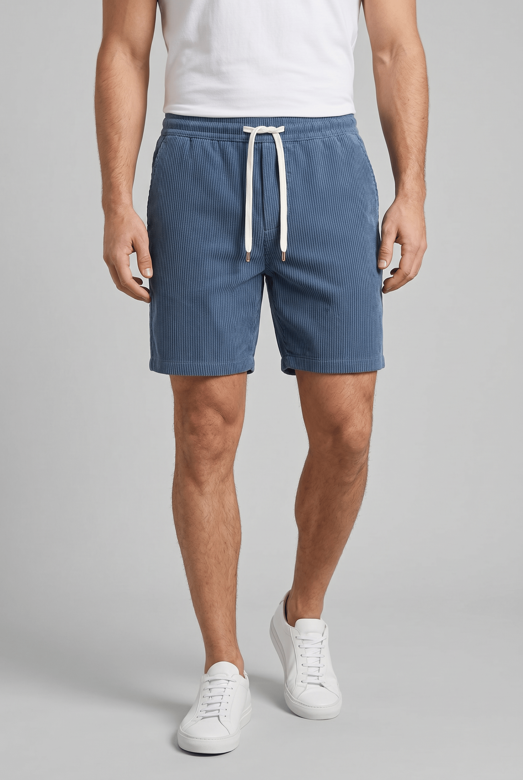 Men's Drawstring Wide Leg Shorts | Ribbed