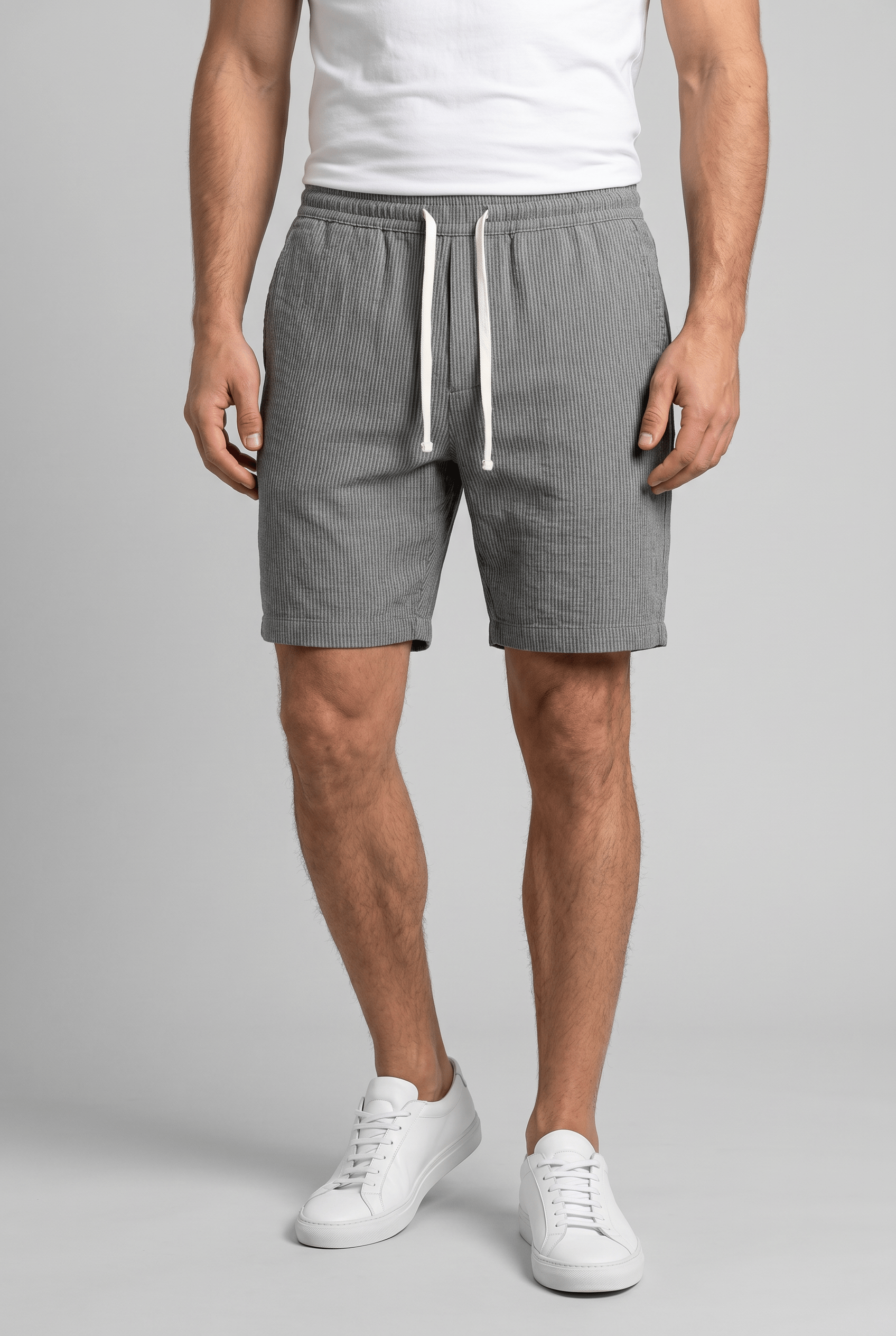 Men's Drawstring Wide Leg Shorts | Ribbed