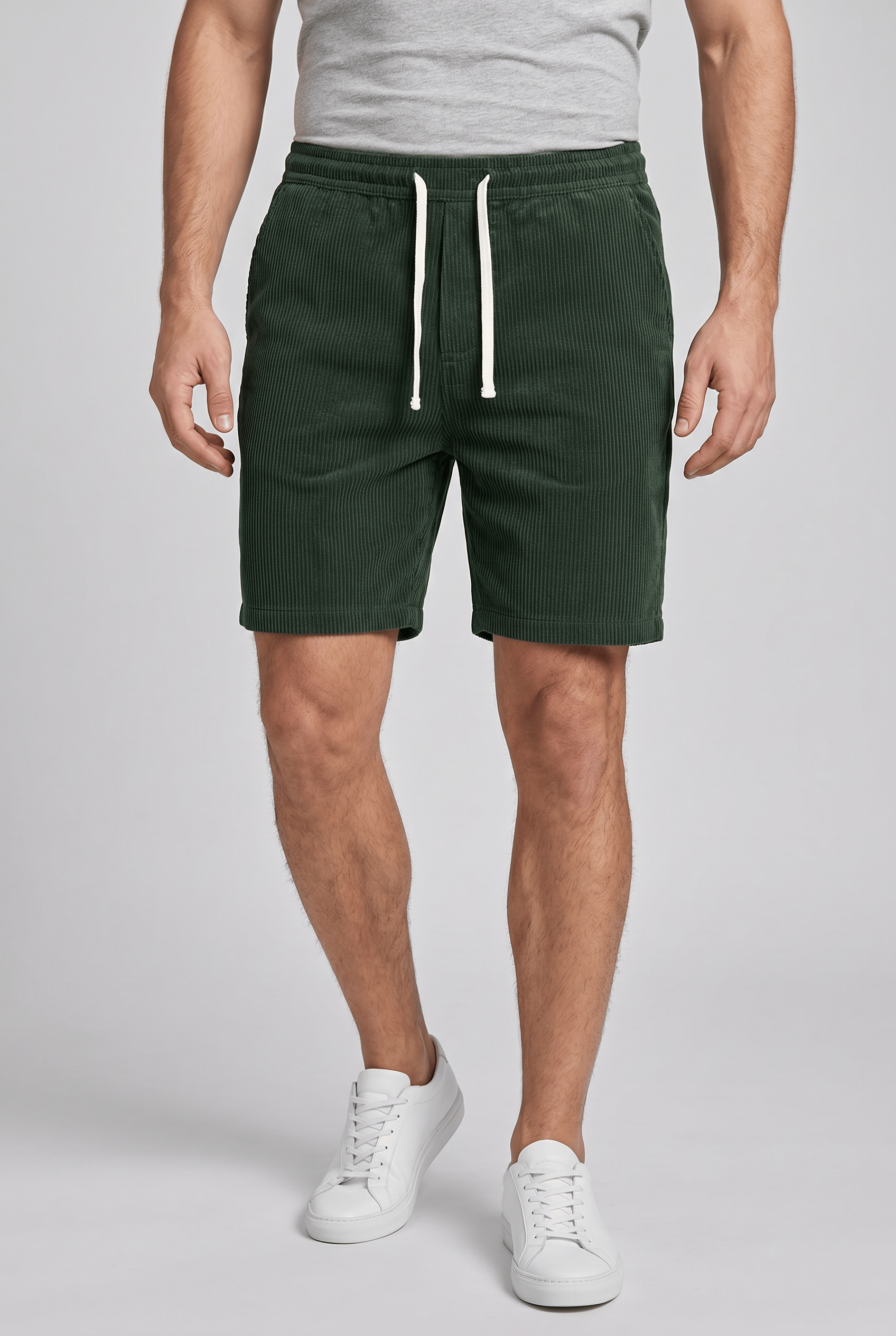 Men's Drawstring Wide Leg Shorts | Ribbed