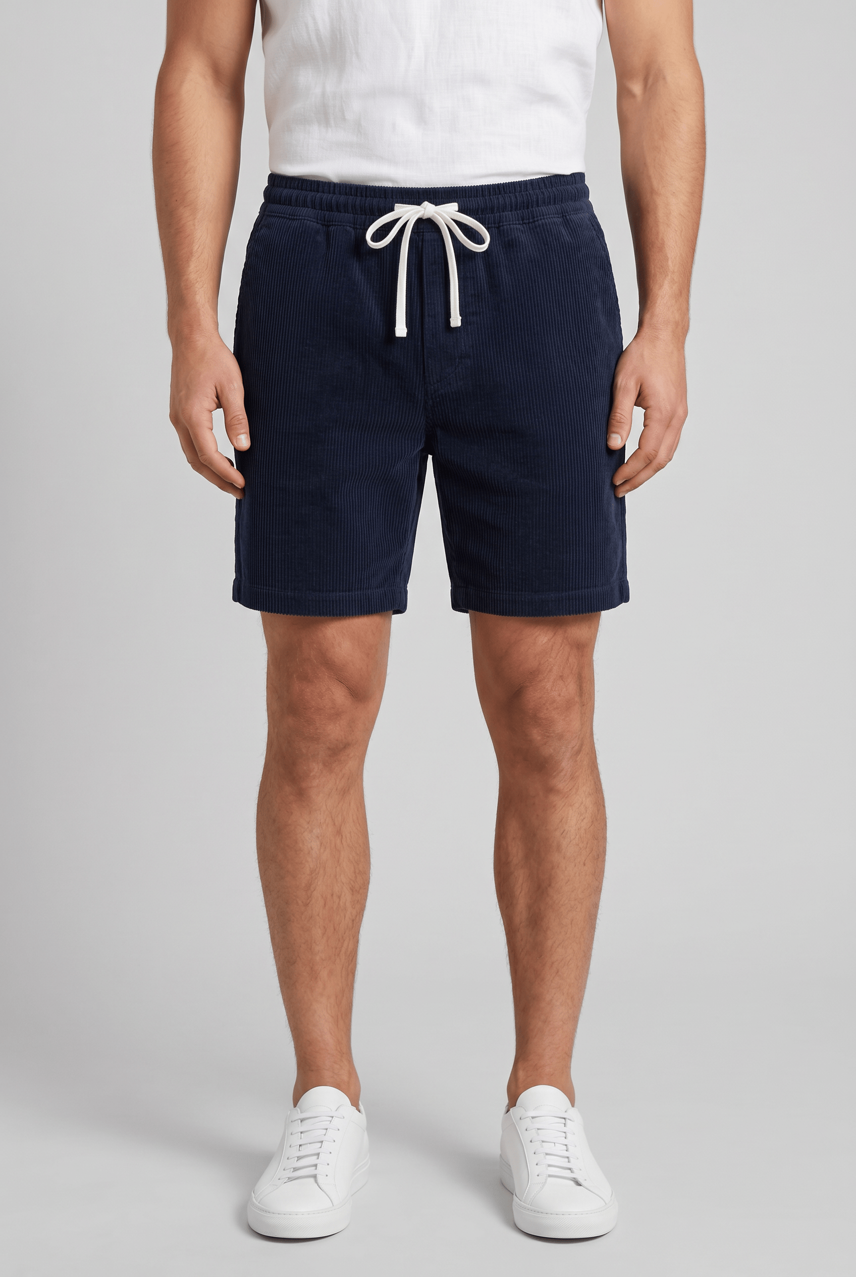 Men's Drawstring Wide Leg Shorts | Ribbed