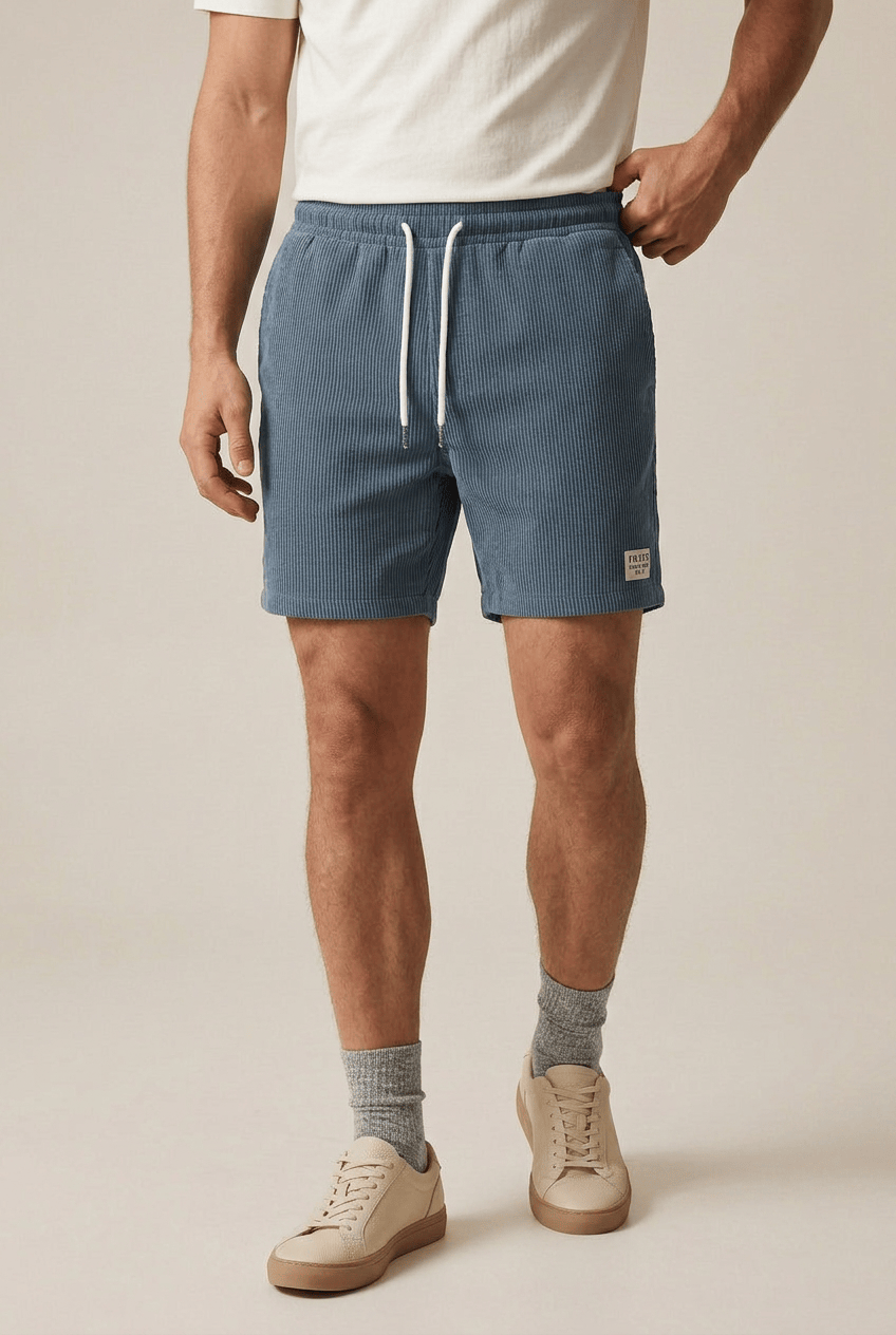 Men’s Ribbed Drawstring Summer Shorts | Slim Fit