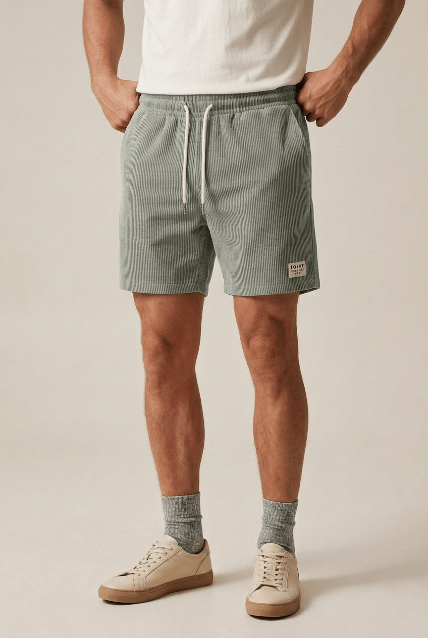 Men’s Ribbed Drawstring Summer Shorts | Slim Fit
