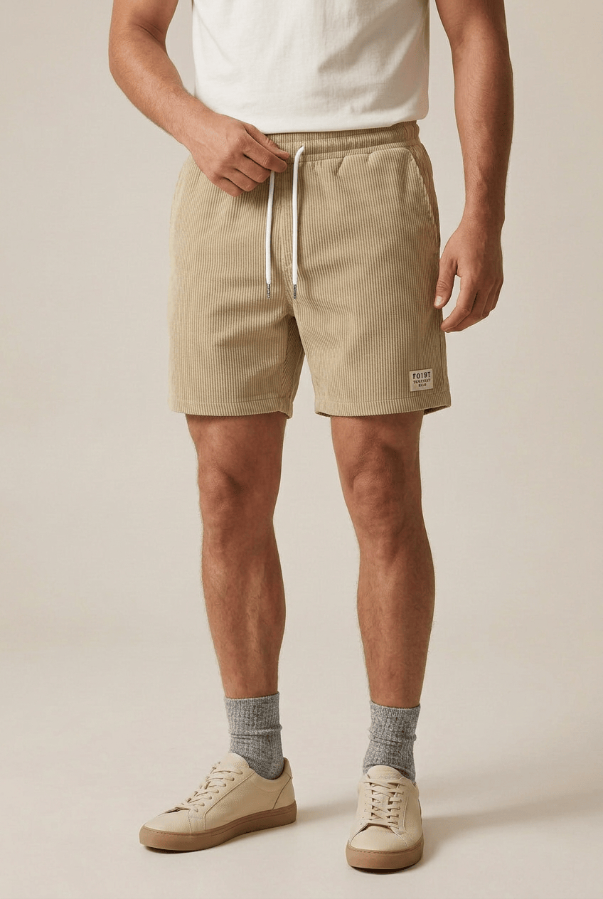 Men’s Ribbed Drawstring Summer Shorts | Slim Fit