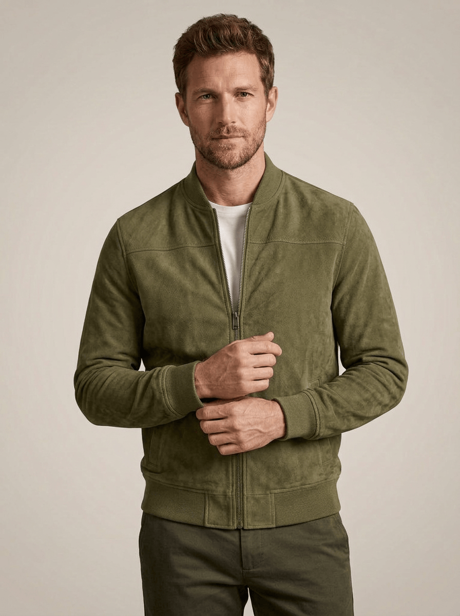 Men’s Modern Stand Collar Slim Fit Zip Jacket | Ribbed Sleeves