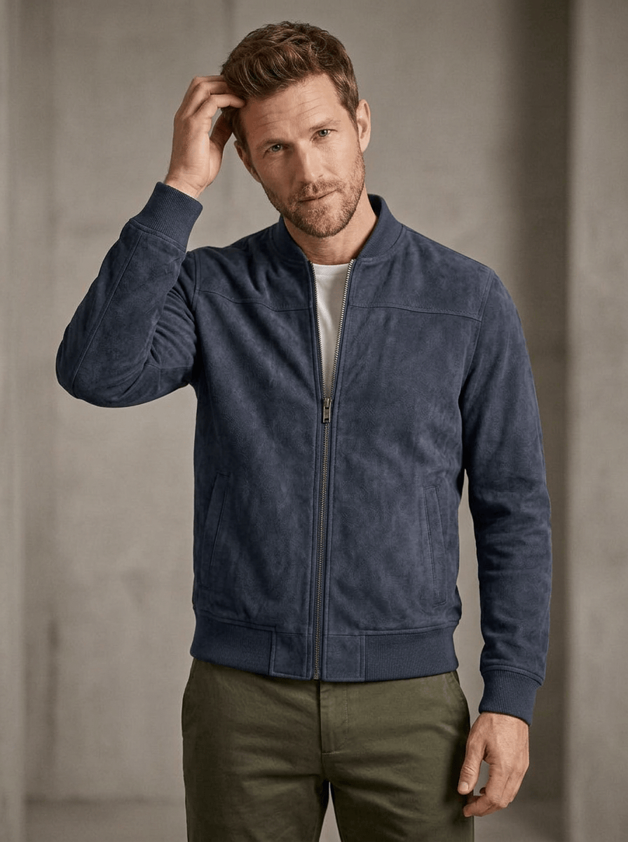 Men’s Modern Stand Collar Slim Fit Zip Jacket | Ribbed Sleeves