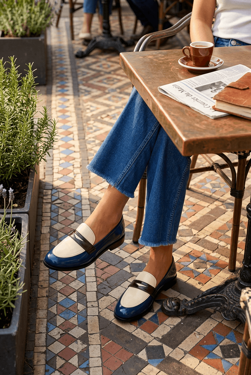 Women's Slip-On Penny Loafers | Colour-Block Upper