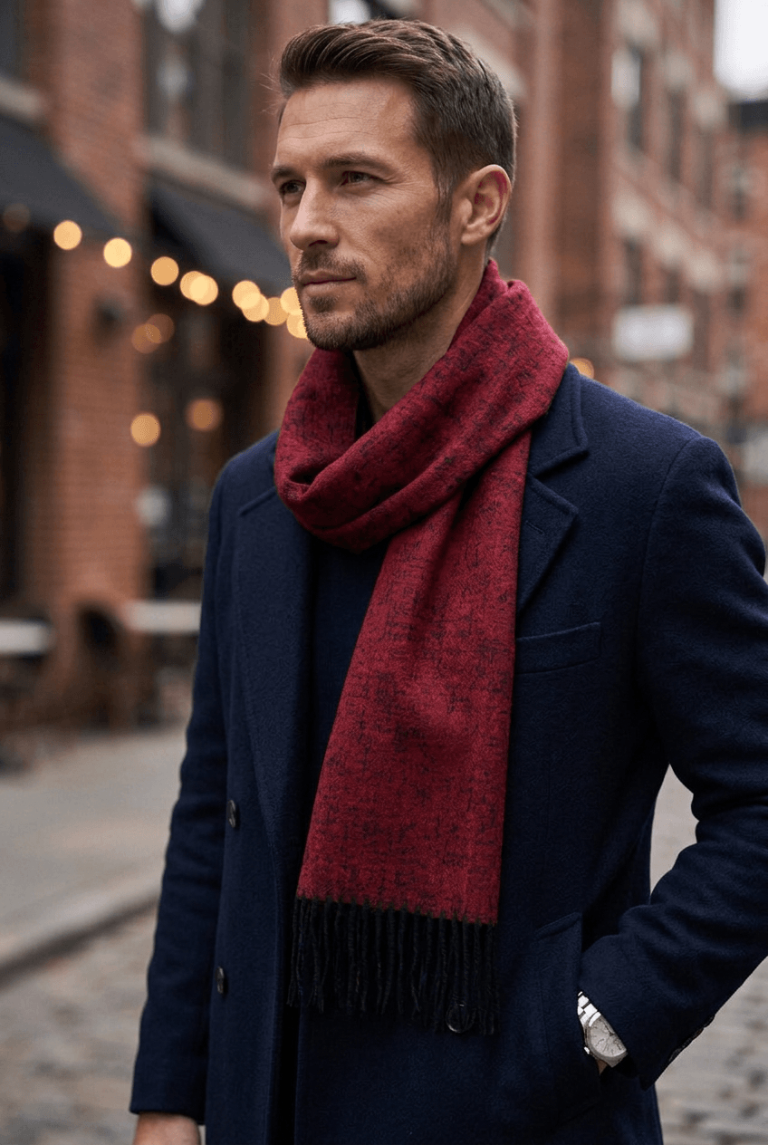 Men's Checked Wool Scarf