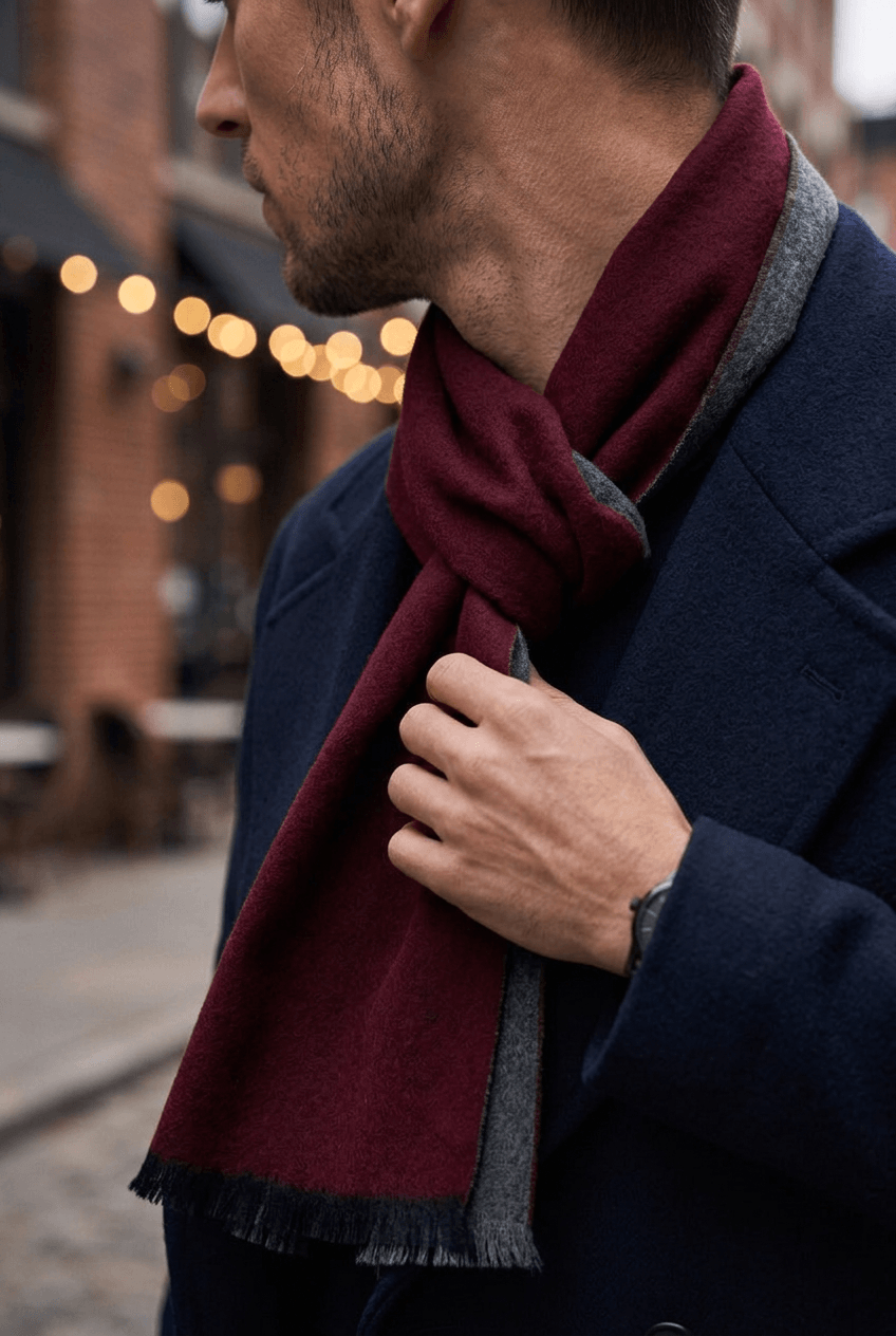 Men's Checked Wool Scarf