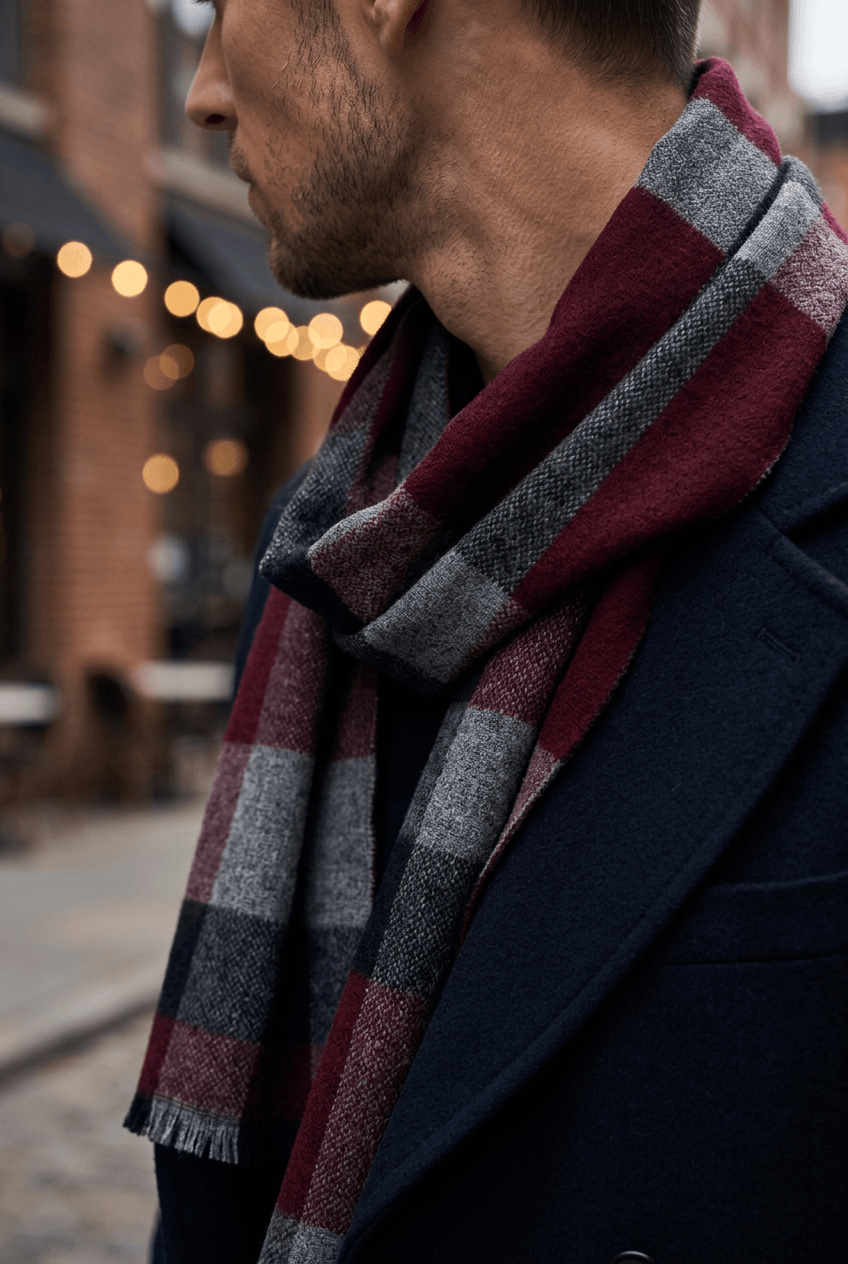 Men's Checked Wool Scarf