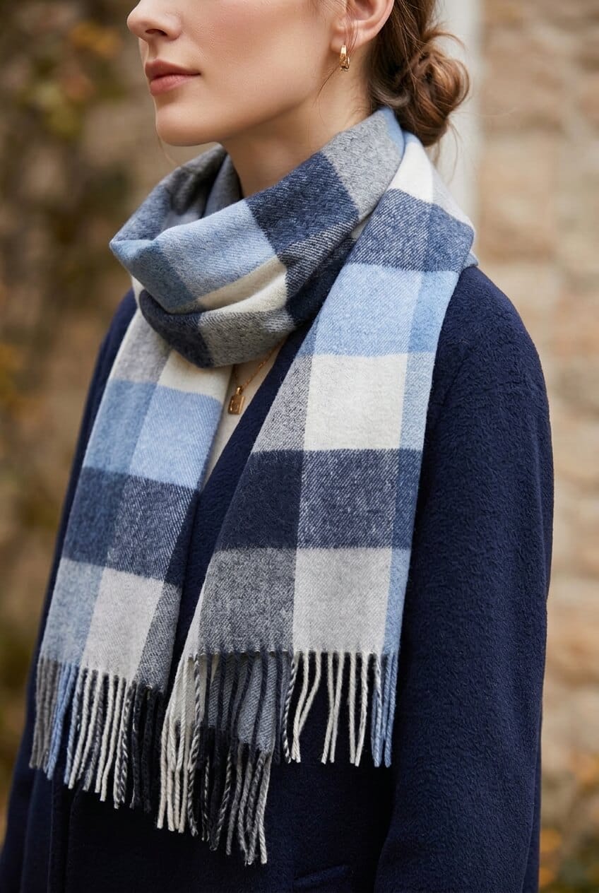 Women's Checked Scarf | Fringed Ends