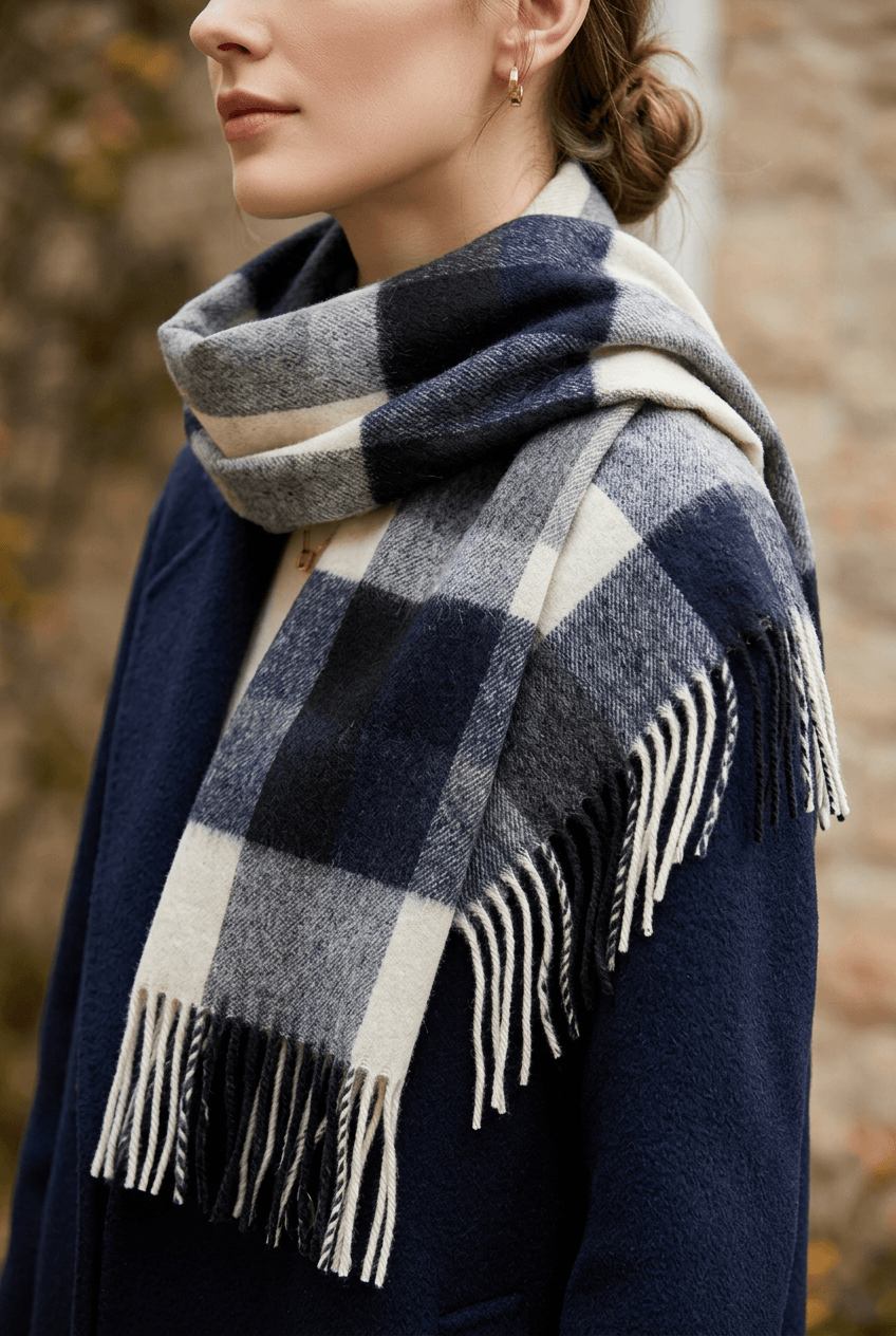 Women's Checked Scarf | Fringed Ends