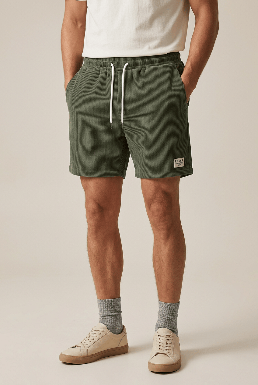 Men’s Ribbed Drawstring Summer Shorts | Slim Fit
