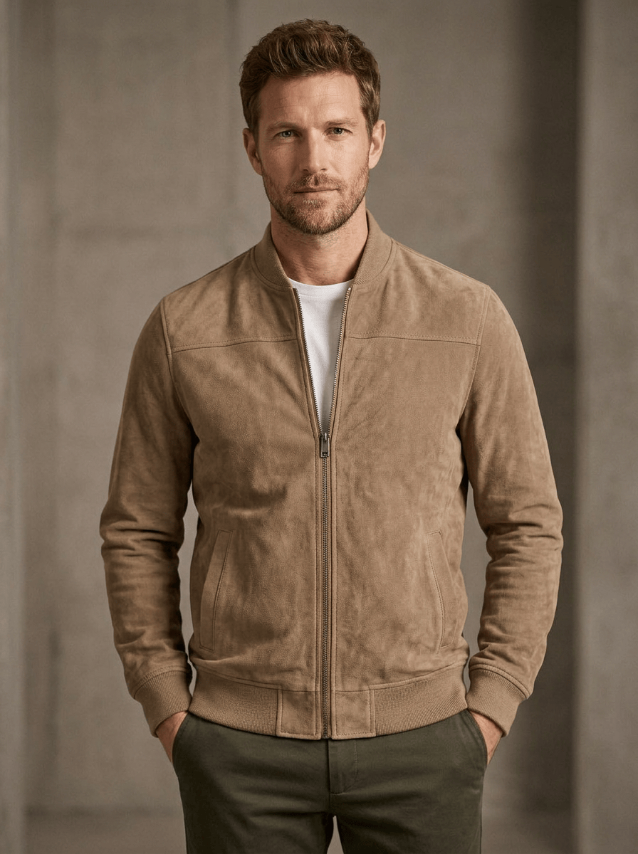 Men’s Modern Stand Collar Slim Fit Zip Jacket | Ribbed Sleeves