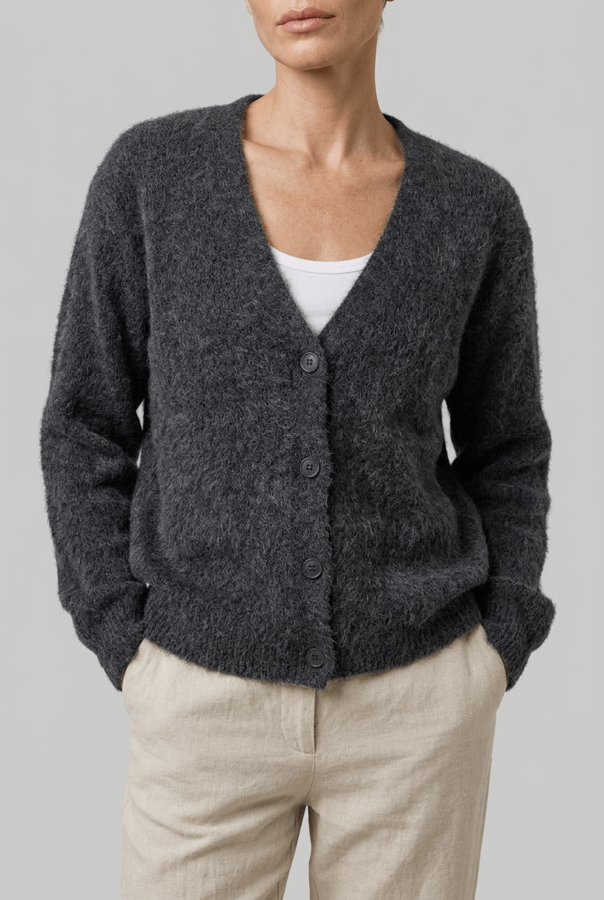 Women's Oversized Cardigan | Fluffy Knit & Button Front