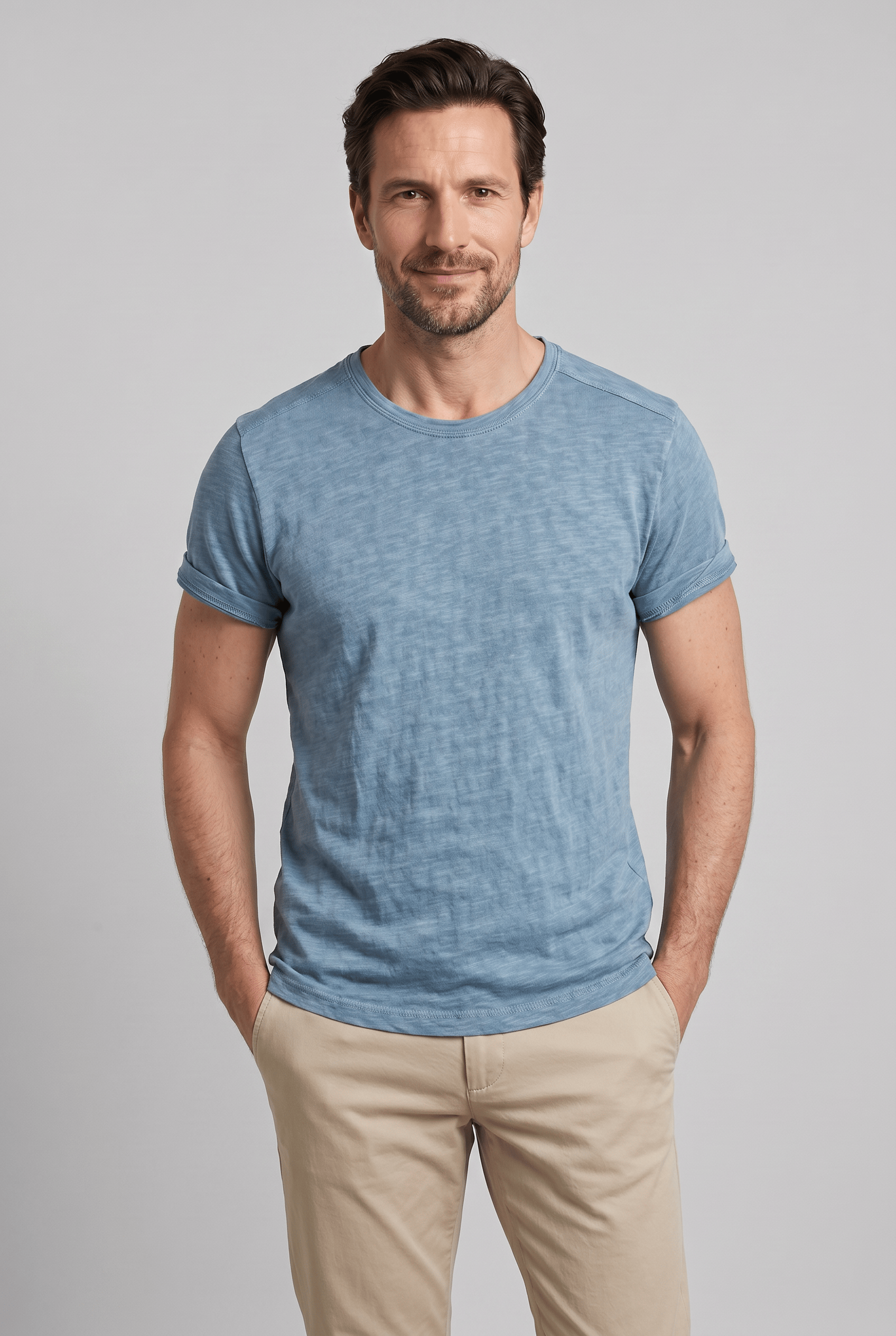Men’s Crew Neck Short Sleeves Classic Fit T-Shirt | Rolled Sleeves