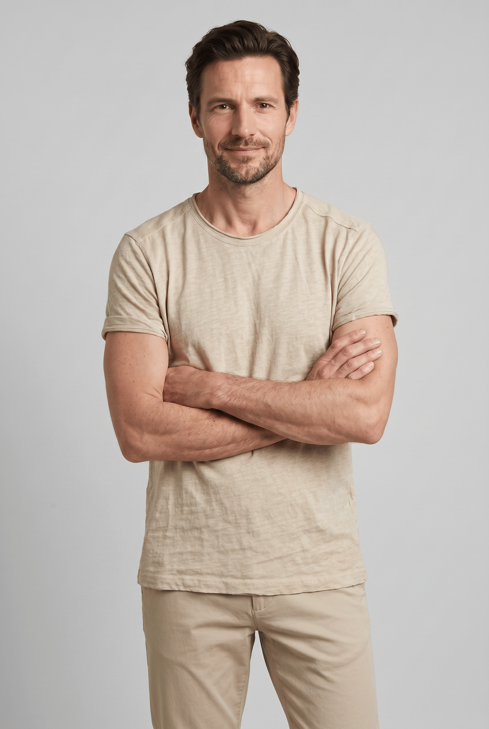 Men’s Crew Neck Short Sleeves Classic Fit T-Shirt | Rolled Sleeves