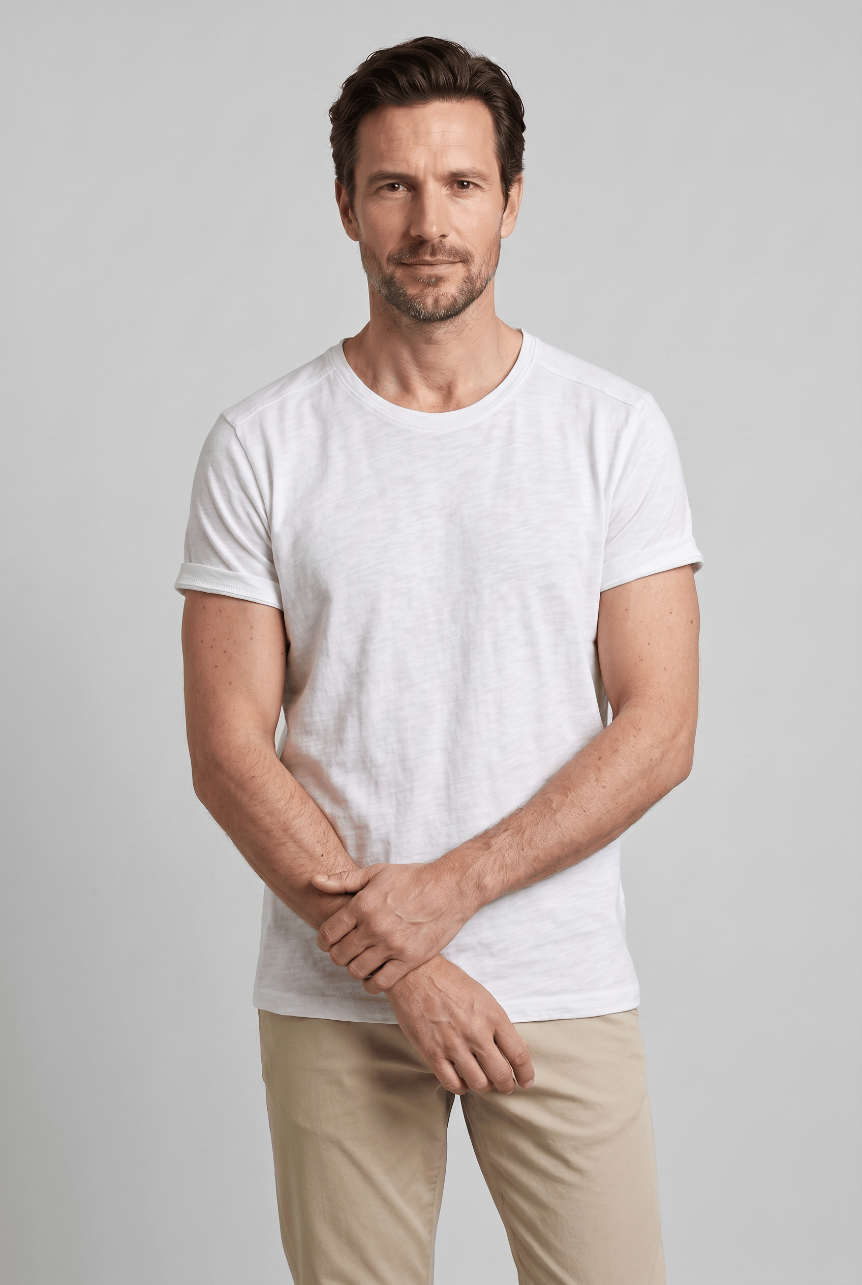 Men’s Crew Neck Short Sleeves Classic Fit T-Shirt | Rolled Sleeves