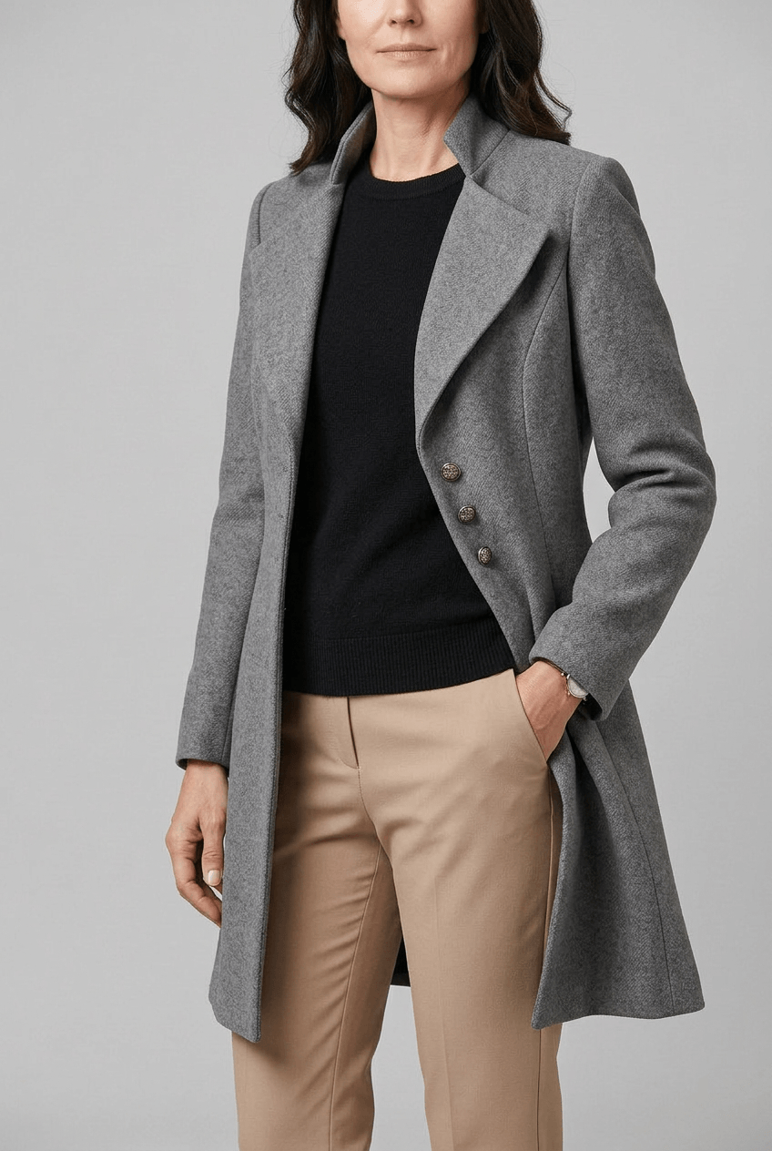 Women's Tailored Coat | Lapel Collar & Button Front