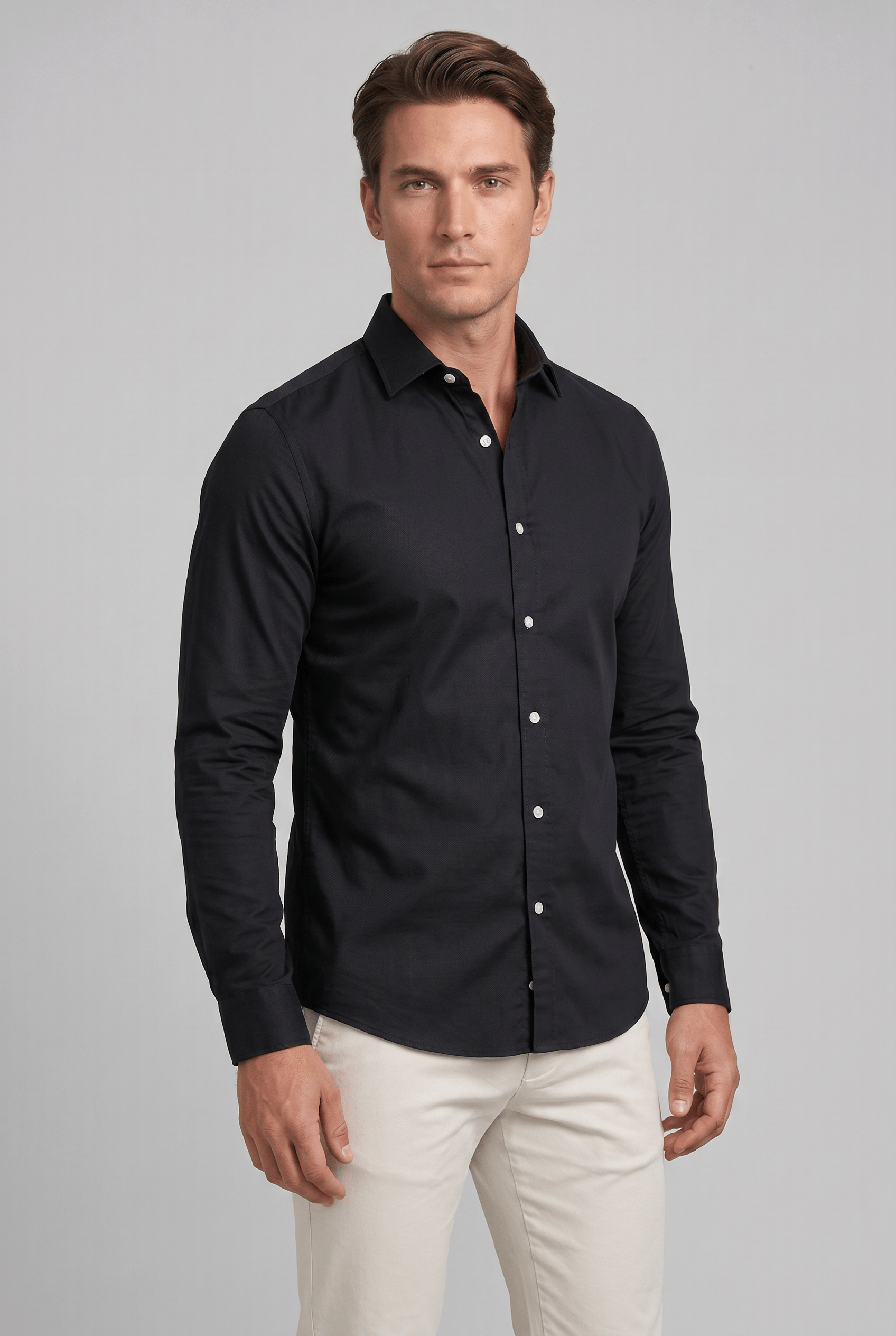 Men’s Collared Long Sleeve Button-Down Shirt | Button Cuffs