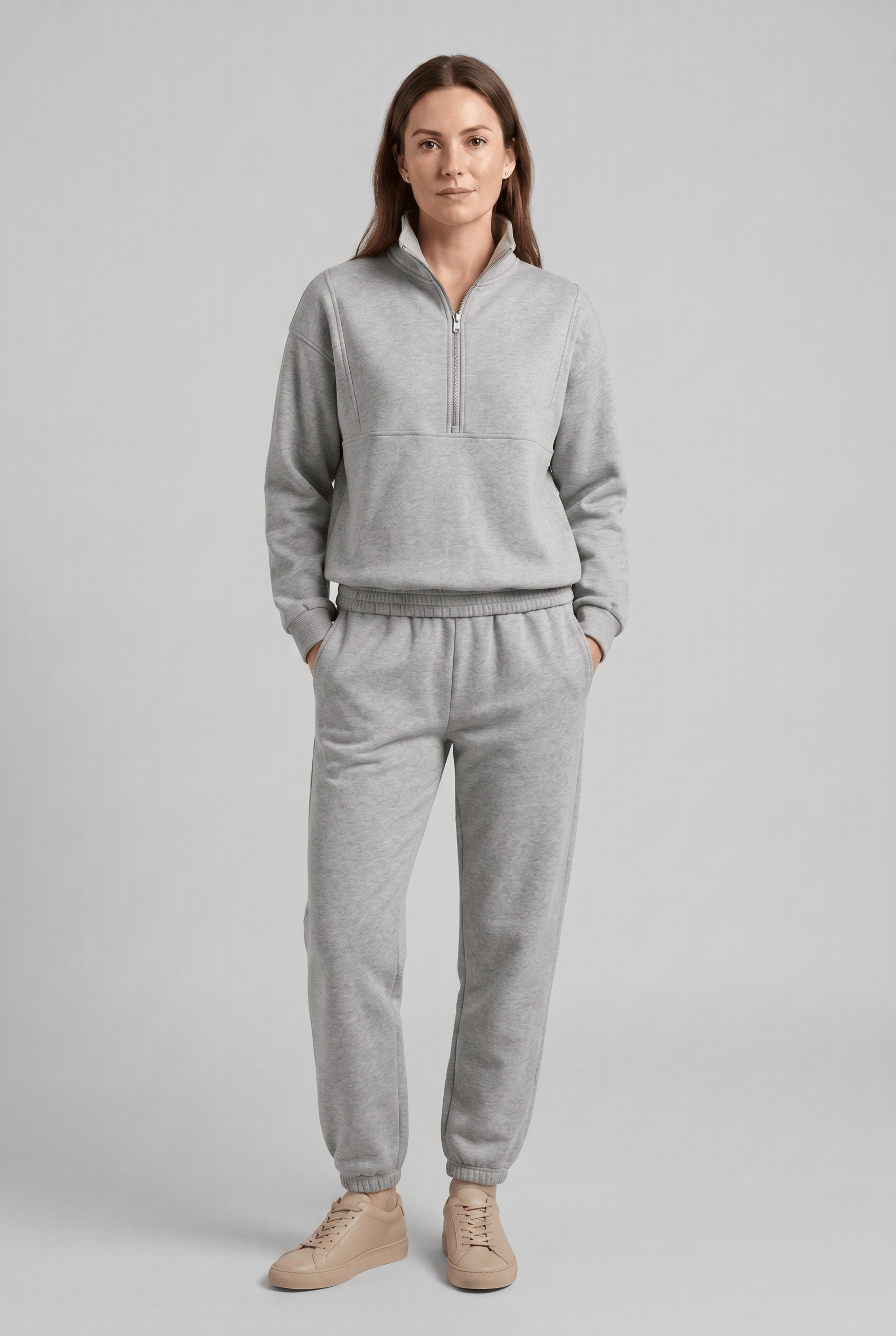 Women’s Stand Collar Zip Up Tracksuit Set | Ribbed Cuff
